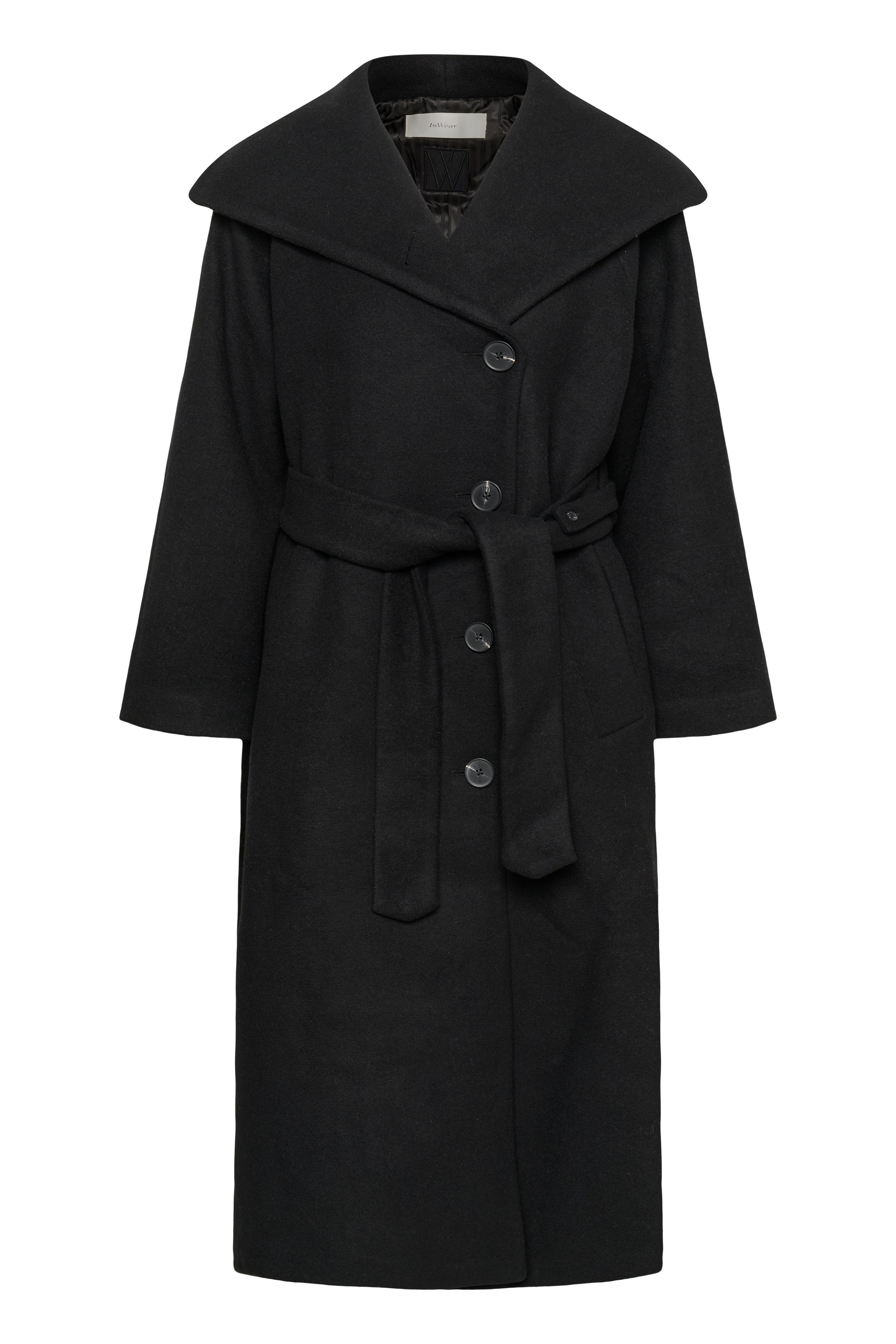 InWear naisten villakangastakki Zorahiw Long Coat, musta