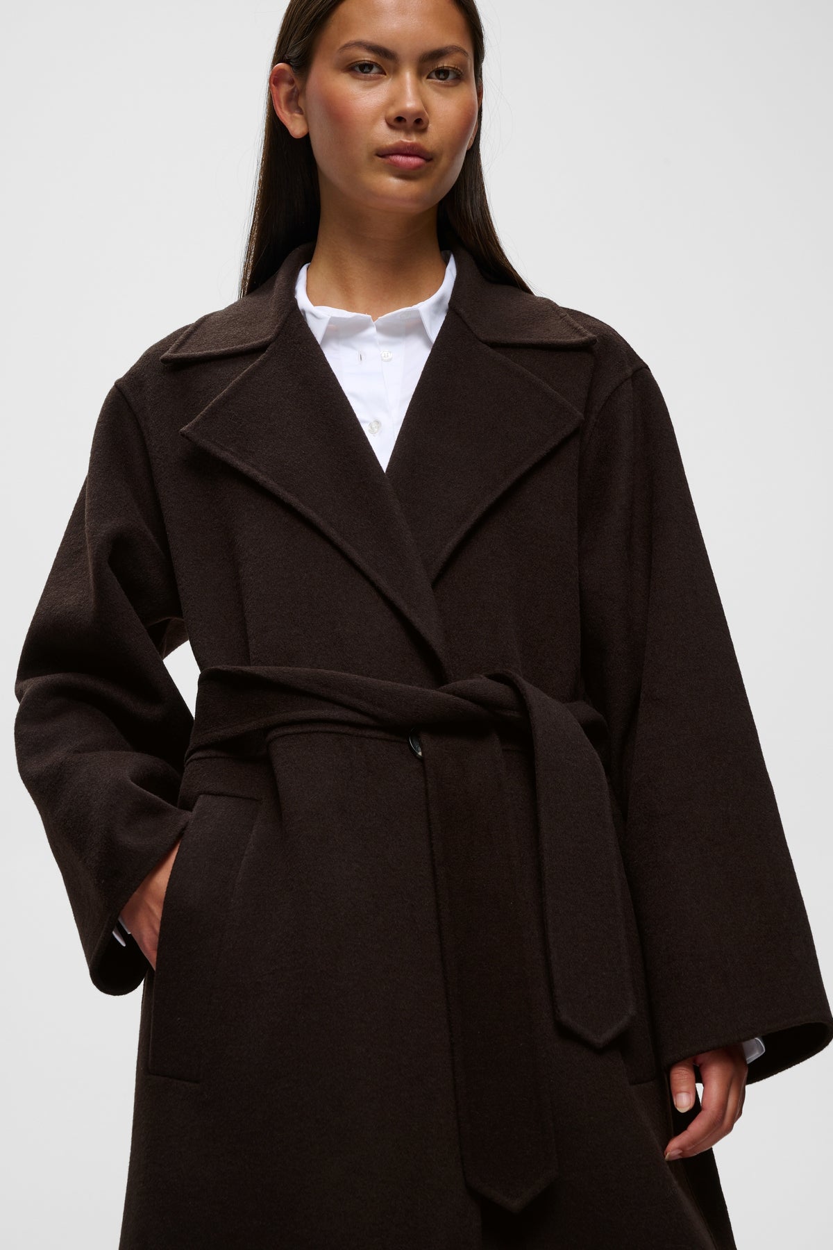 InWear naisten villakangastakki Zillaiw Long Coat, Chocolate Brown