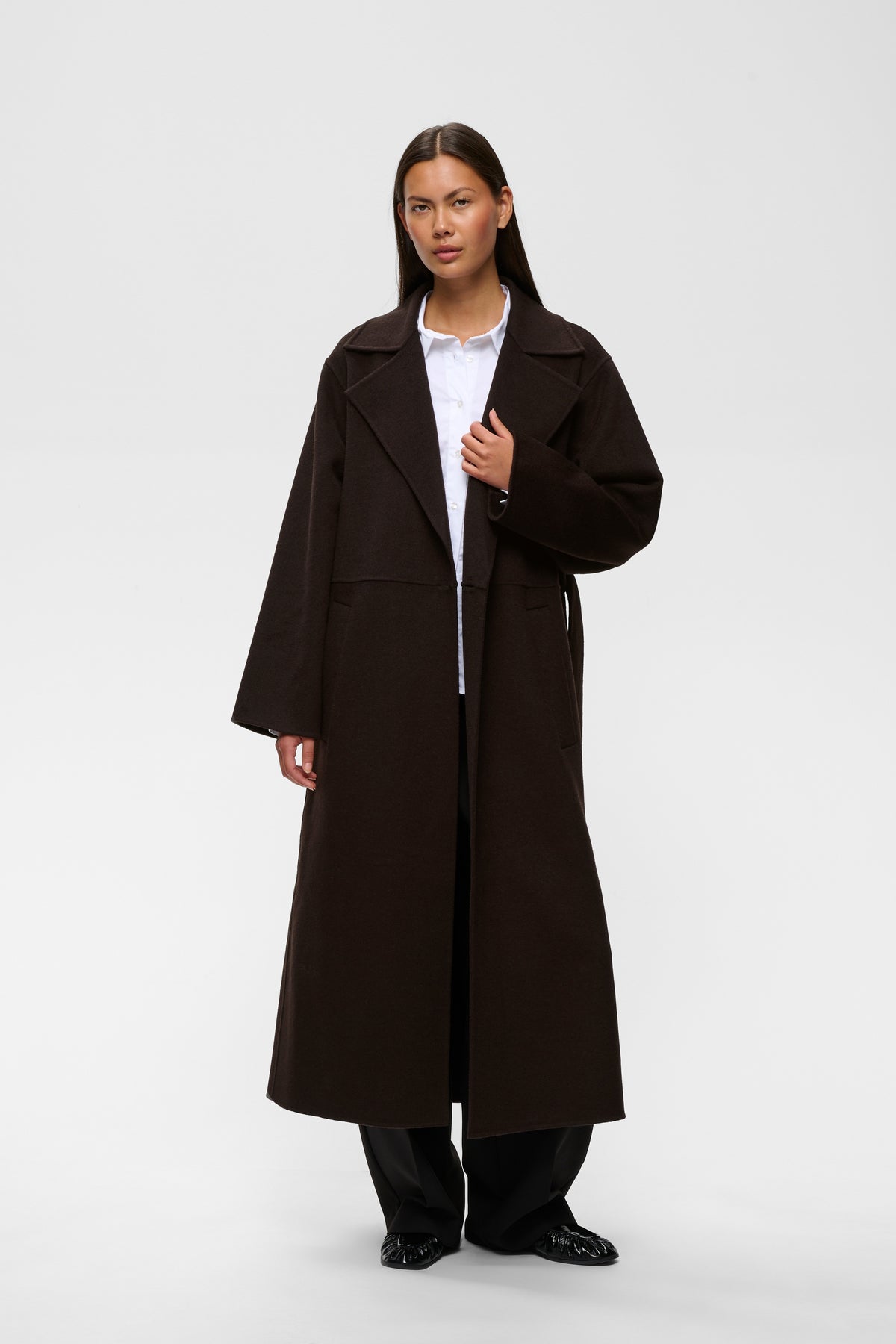InWear naisten villakangastakki Zillaiw Long Coat, Chocolate Brown