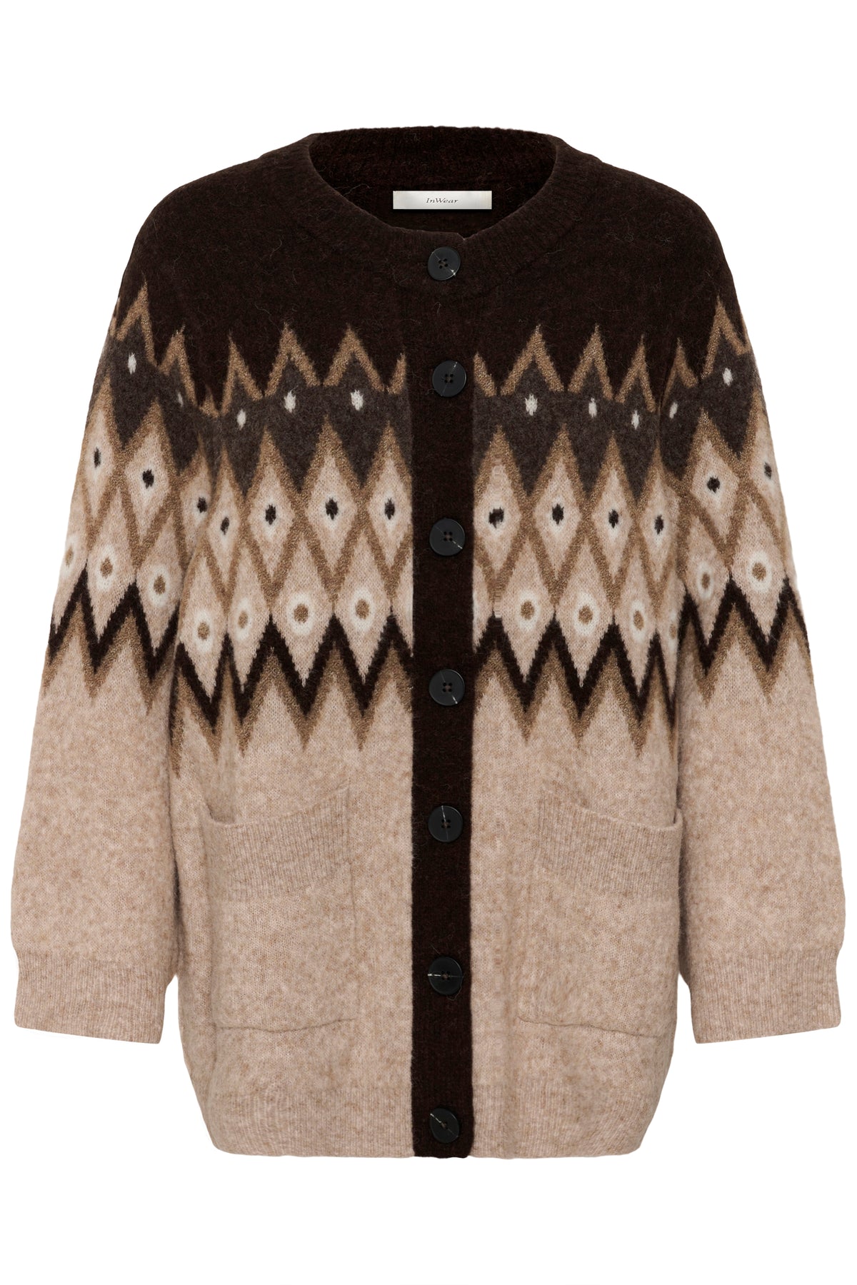 InWear naisten neuletakki PoppyIW Cardigan, Brown Fairisle