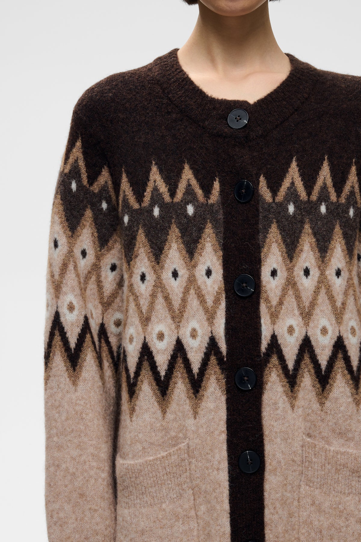 InWear naisten neuletakki PoppyIW Cardigan, Brown Fairisle