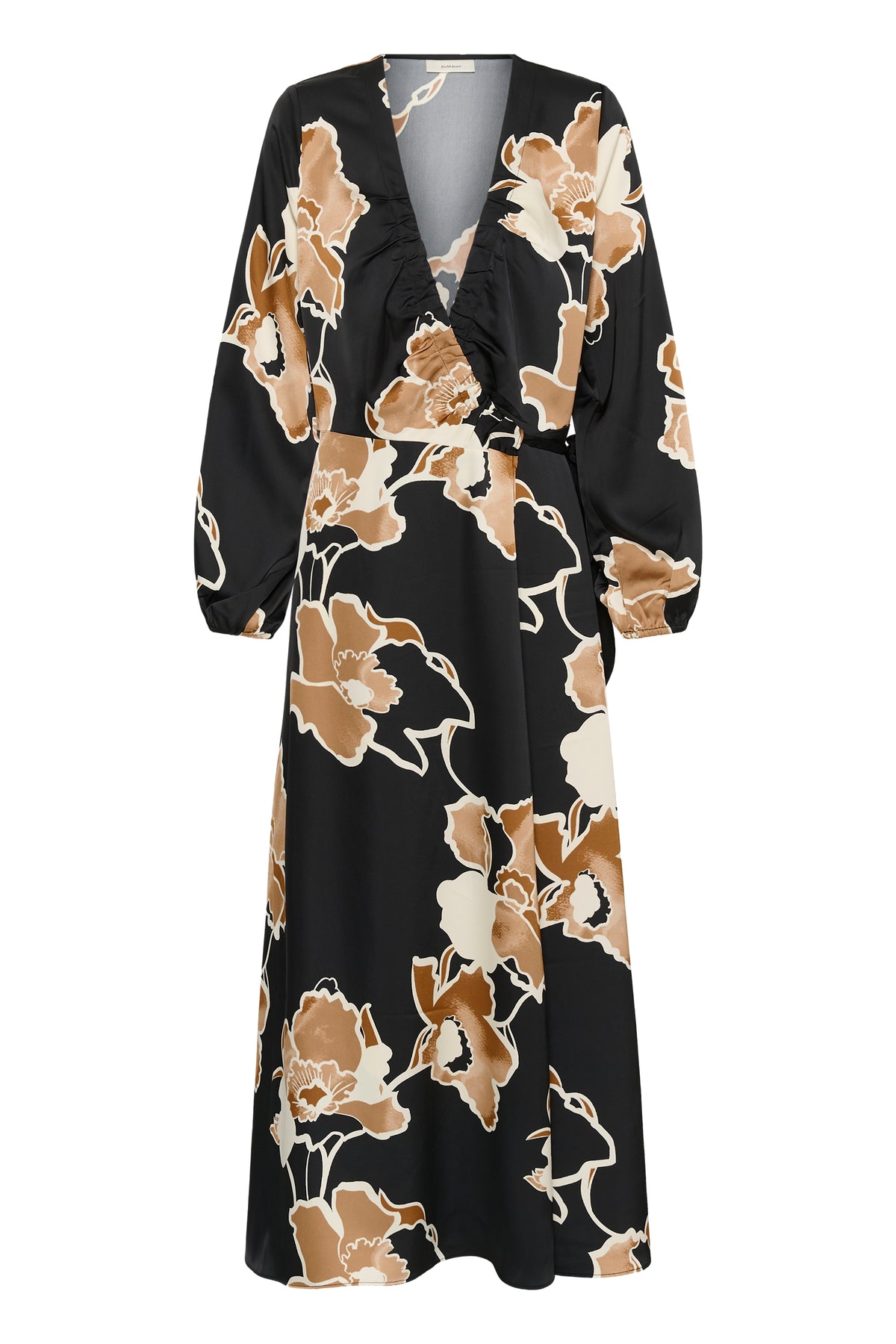 InWear naisten mekko OliveIW Wrap Dress, Black Sketch Flower