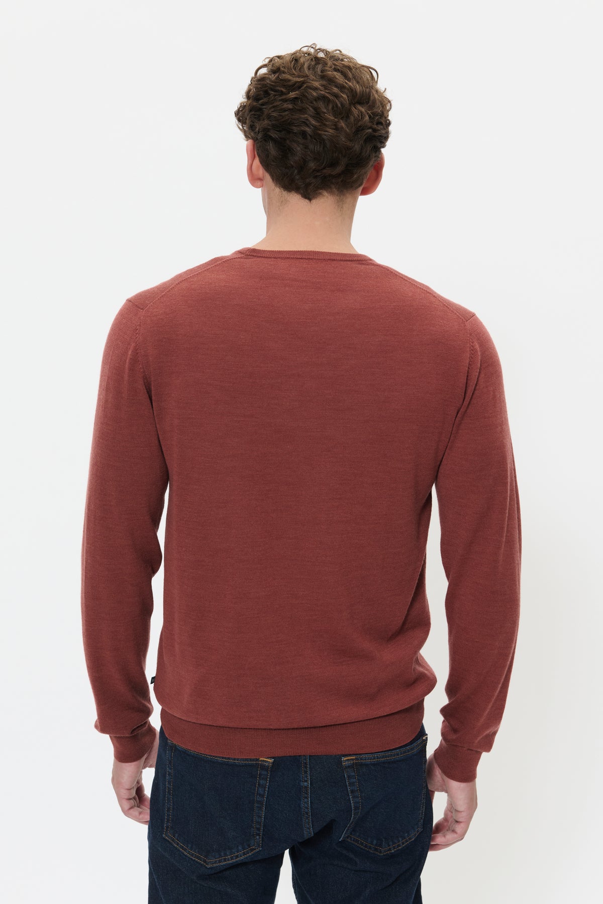 Matinique miesten neulepusero Margrate Merino Pullover, Cowhide Melange / Red