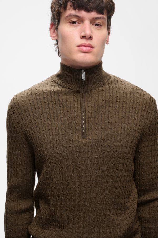 Matinique miesten neulepusero Mamason Merino Pullover, Sepia Melange