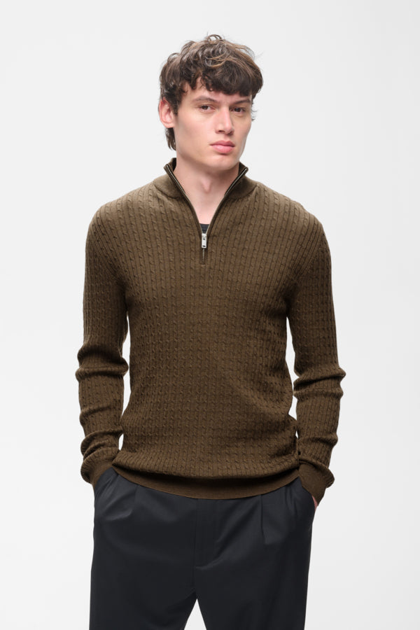 Matinique miesten neulepusero Mamason Merino Pullover, Sepia Melange
