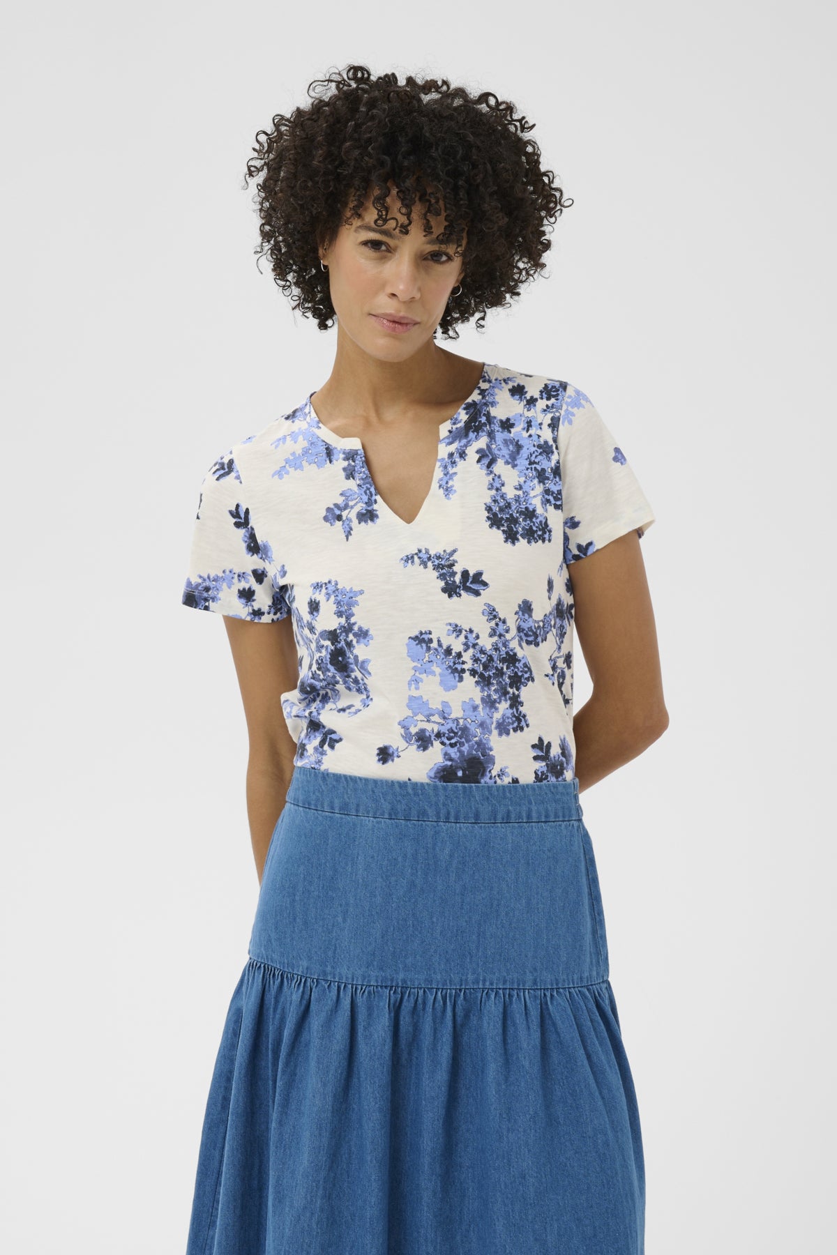 Part Two naisten t-paita Gesinas T-shirt, Blue Shadow Flower