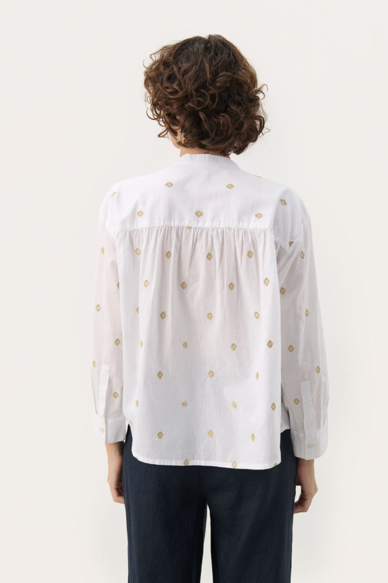 Part Two naisten pusero, Natalepw blouse Bright White Gold Embroid