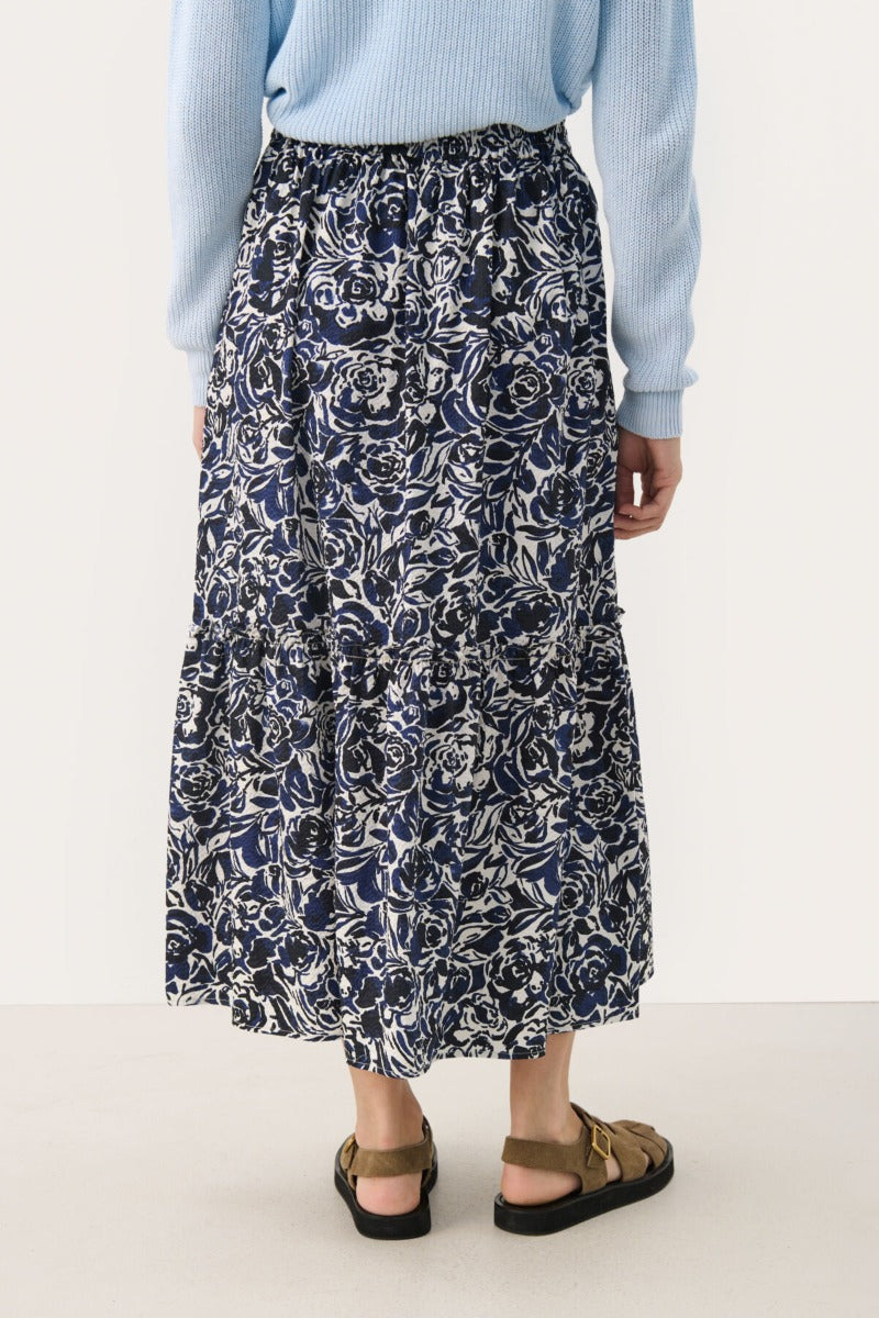 Part Two naisten hame, NADEEMPW SK Navy Rose Print