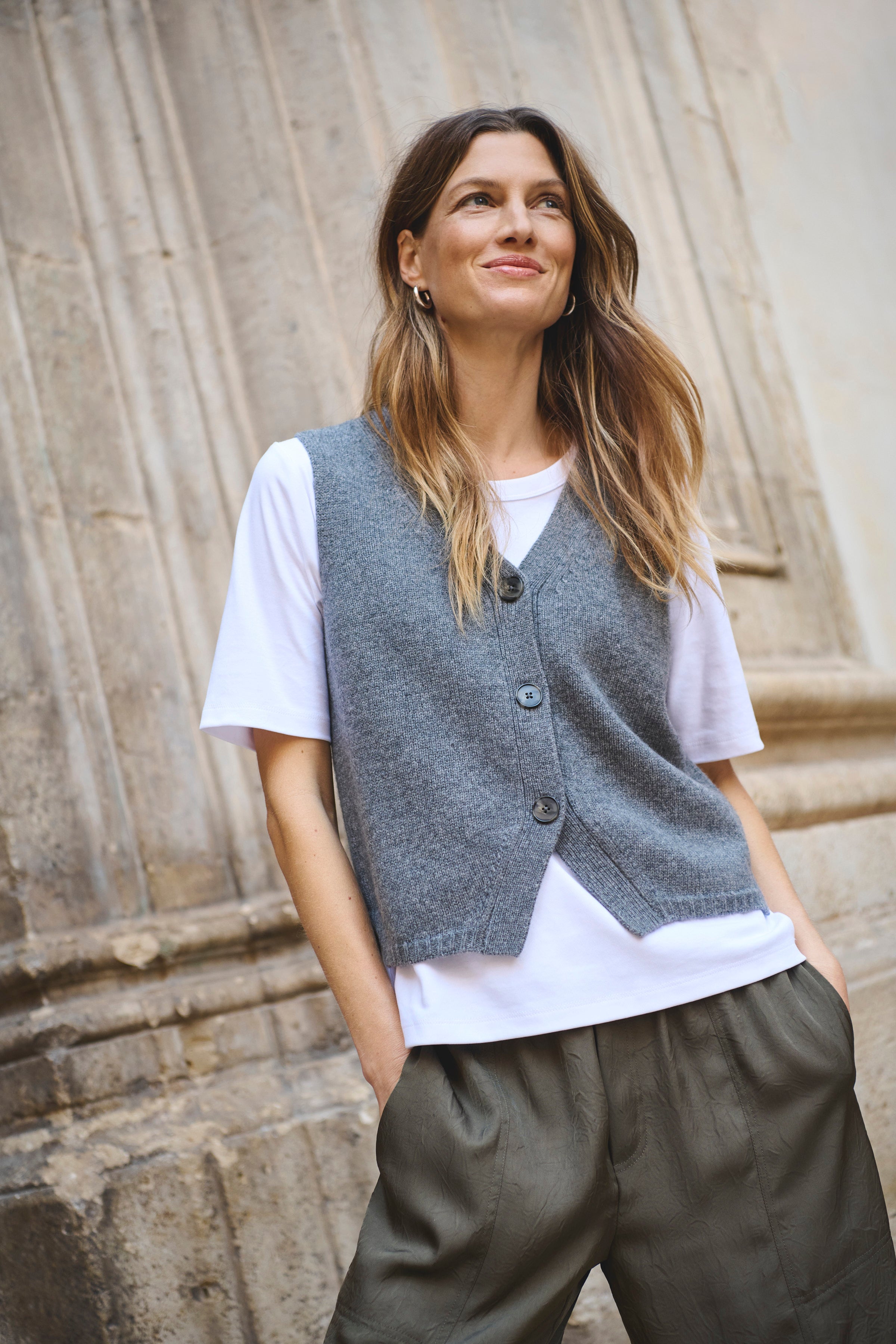 Part Two naisten neuleliivi SylvaPW, Medium Grey Melange