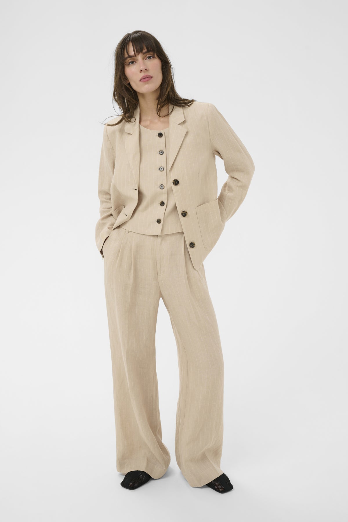 Part Two naisten bleiseri AlitaPW Blazer, Neutral Pinstripe