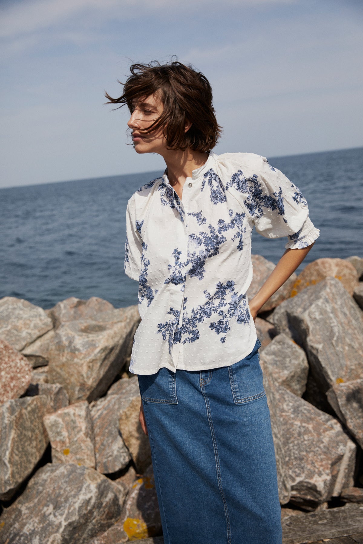 Part Two naisten pusero ALMERAPW SH, Blue Shadow Flower Print