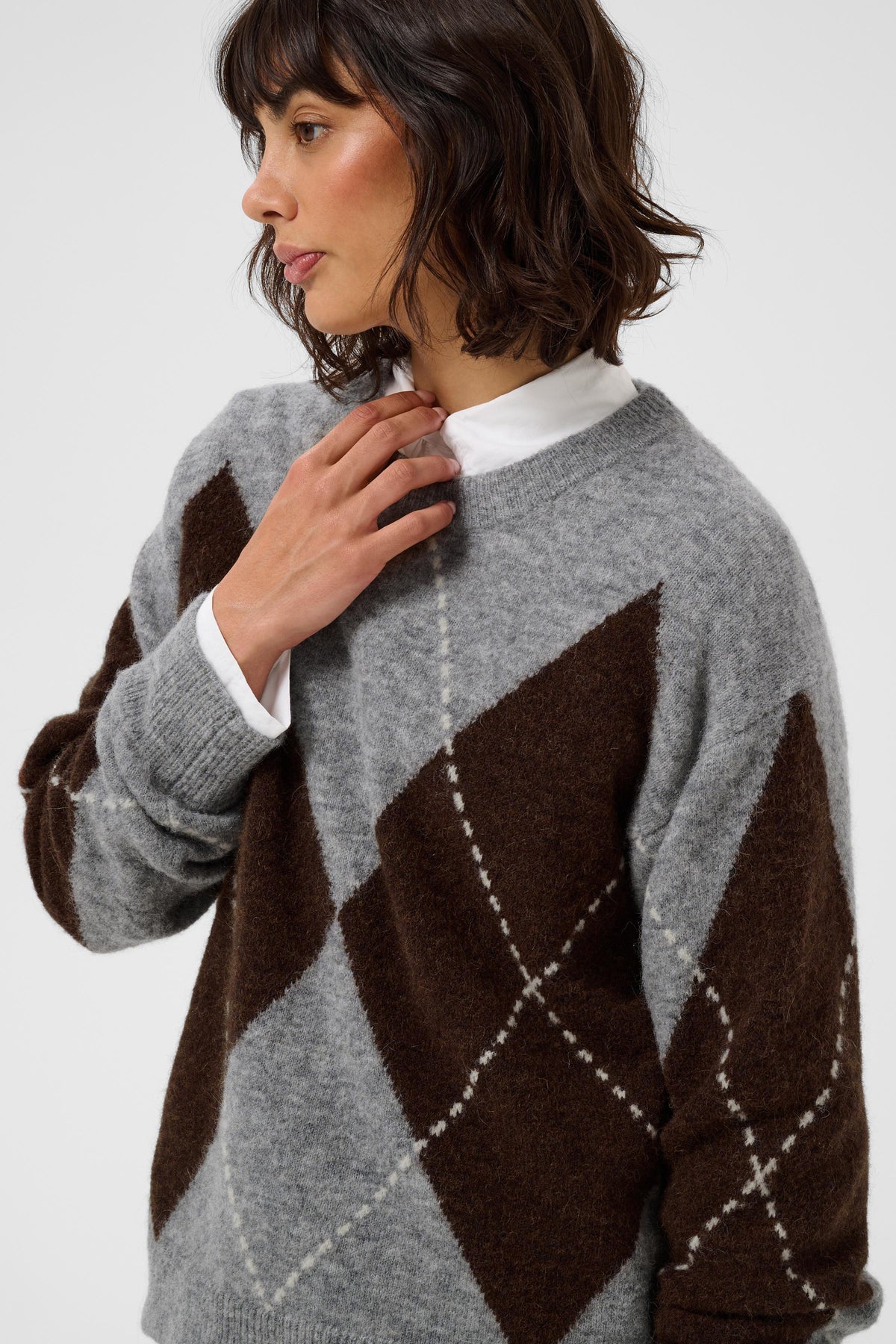 Part Two naisten neulepusero SorayasPW, Brown/Grey Check