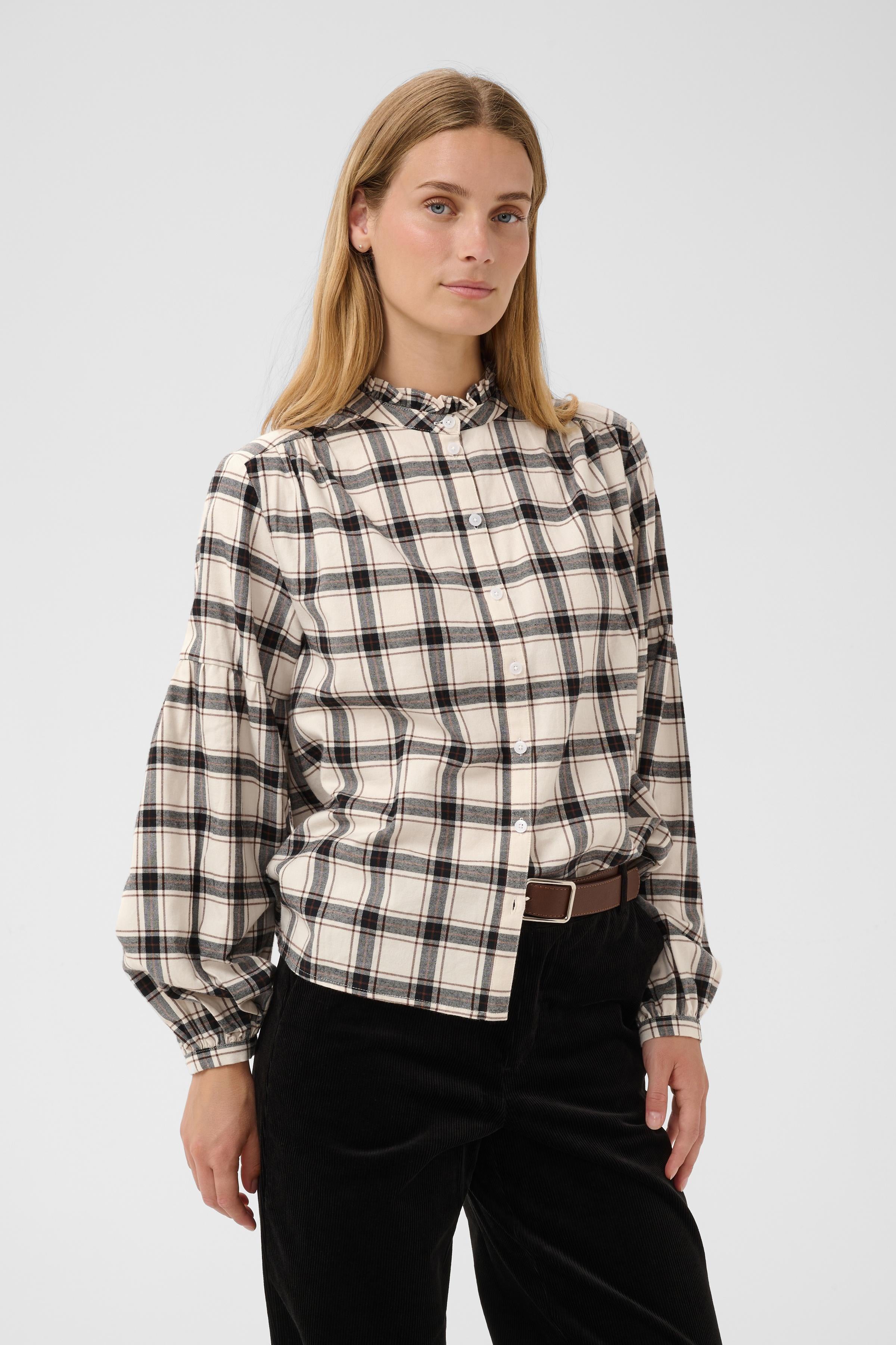 Part Two naisten paitapusero SamillaPW, Dark Navy/Mole Check