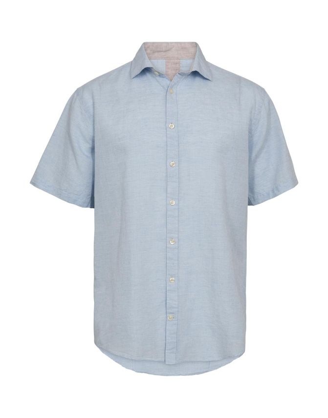 Gino marcello miesten lyhythihainen kauluspaita Linen Cotton SS Shirt, vaaleansininen