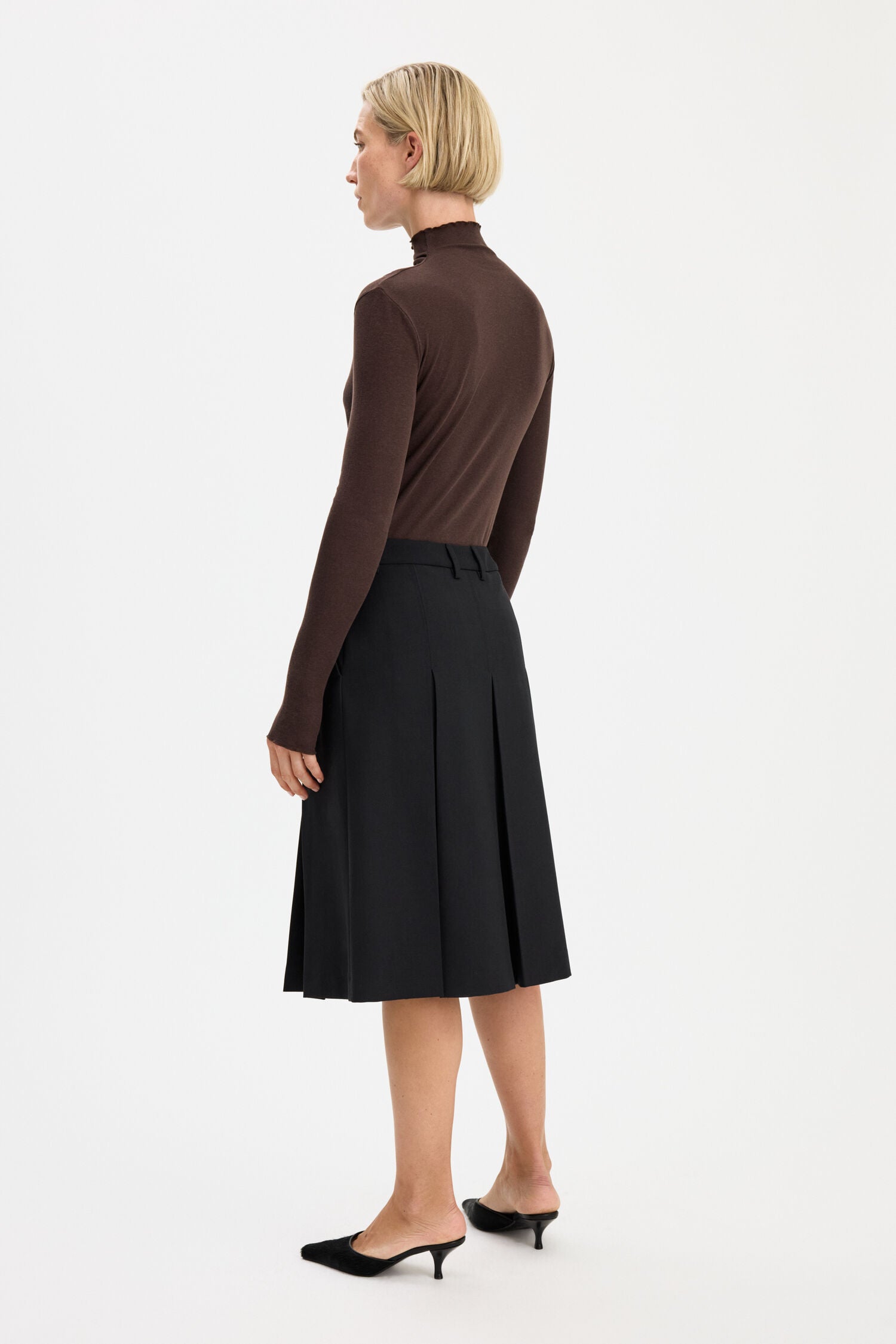 Filippa K naisten hame Pleated Wool Skirt, musta
