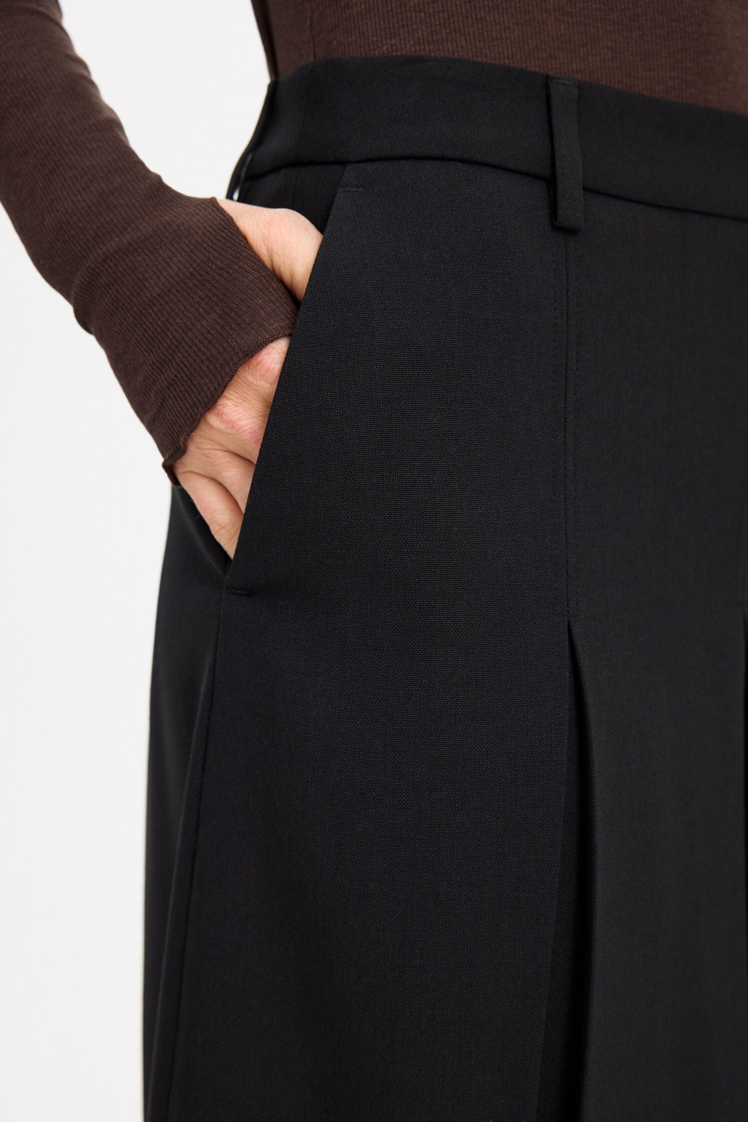 Filippa K naisten hame Pleated Wool Skirt, musta