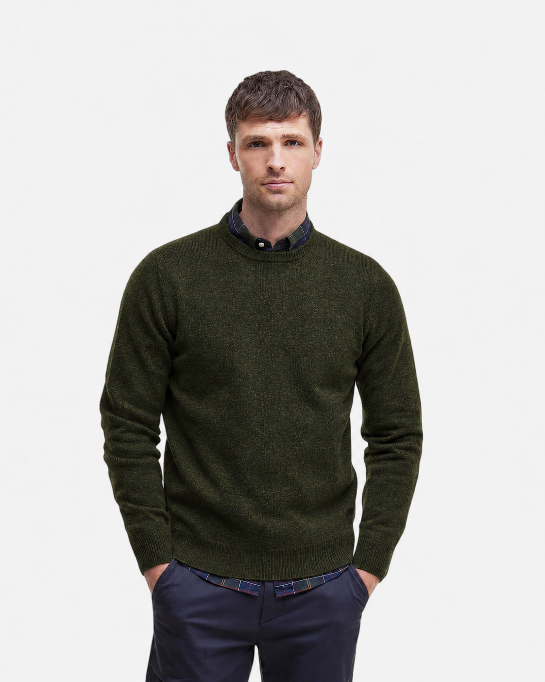 Barbour miesten neulepusero Essential Patch Crew, khaki