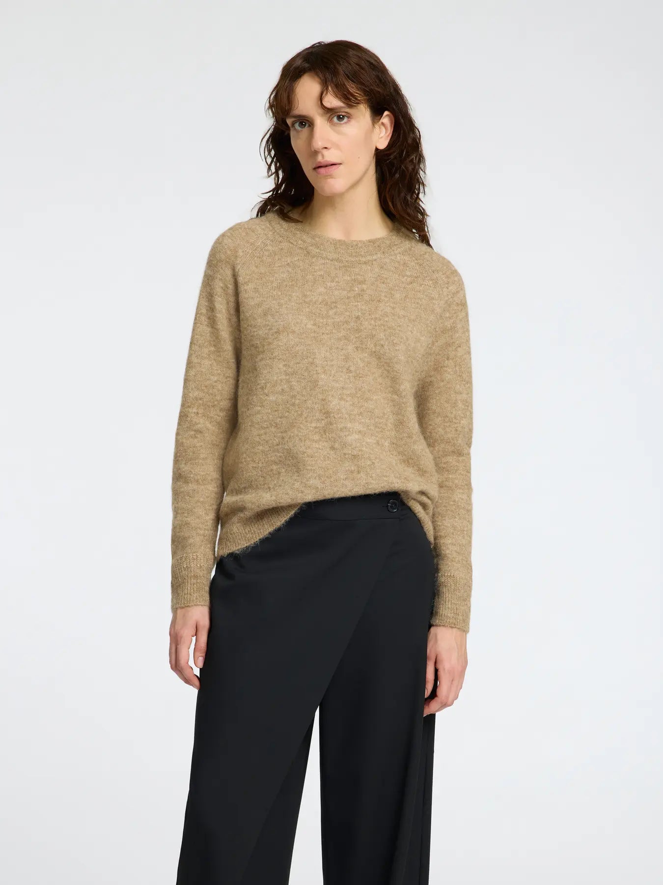 SLFLULU LS KNIT O-NECK NOOS SEPIA TINTI