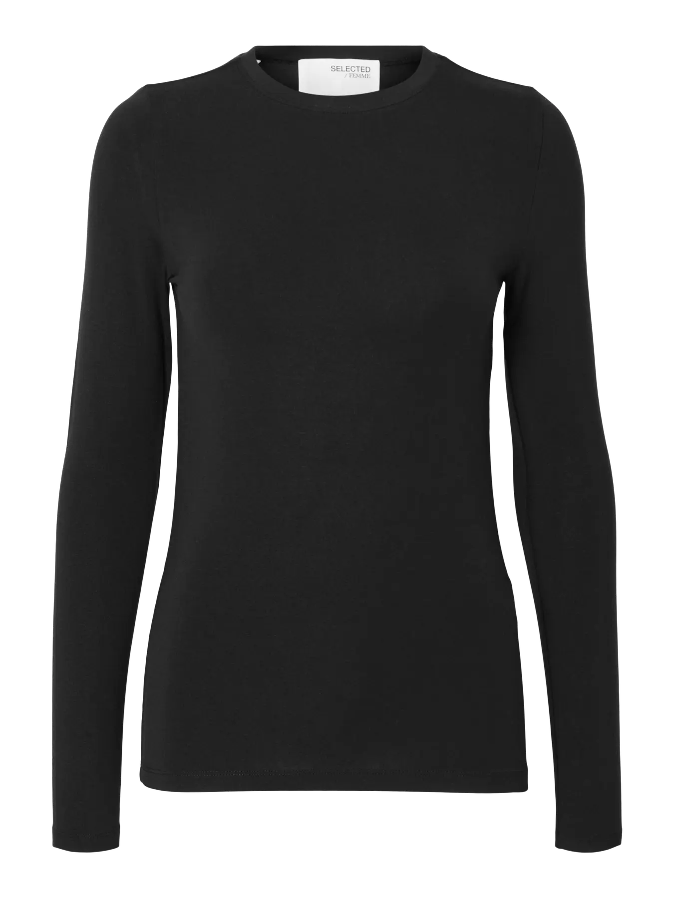 Selected Femme naisten paita SLFMANJA LS O-NECK NOOS, musta
