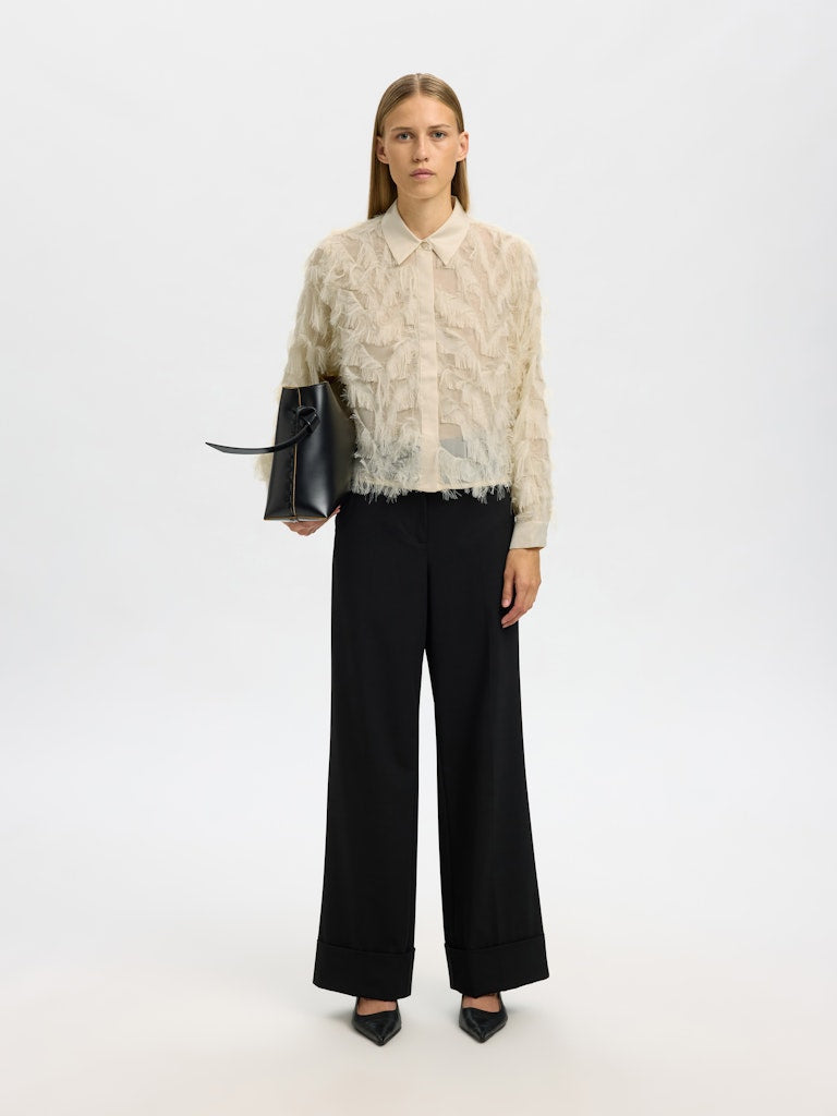 SLFMYLINE LS FLUFFY CROPPED SHIRT B Angora