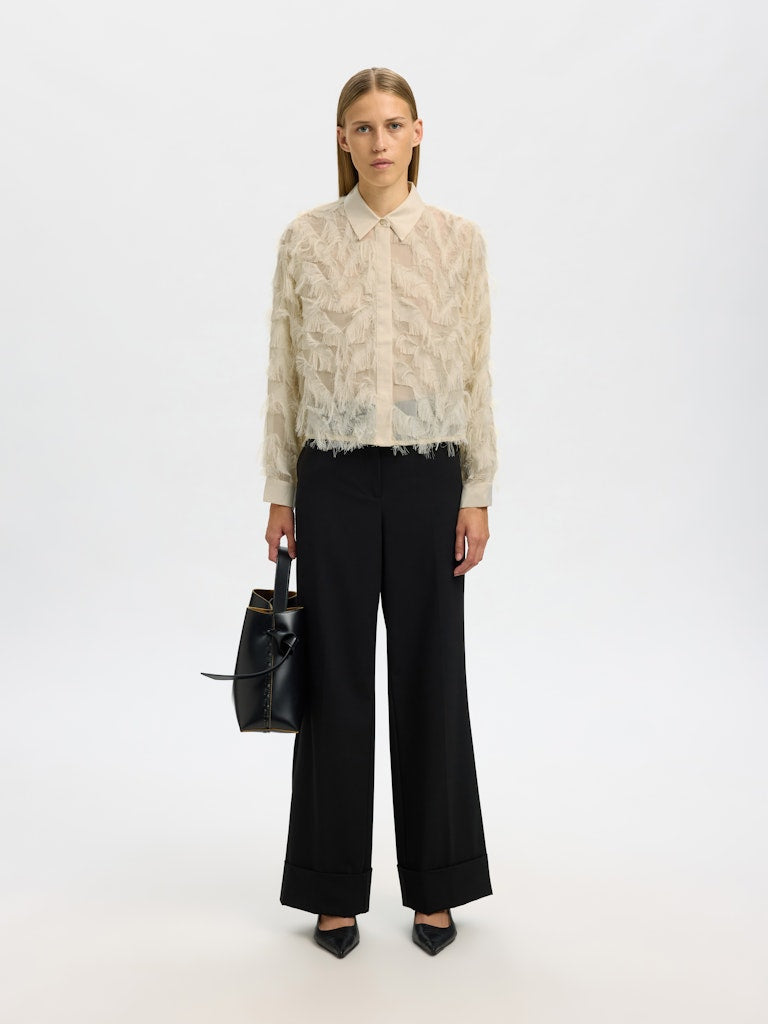 SLFMYLINE LS FLUFFY CROPPED SHIRT B Angora