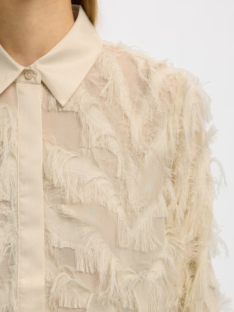 SLFMYLINE LS FLUFFY CROPPED SHIRT B Angora