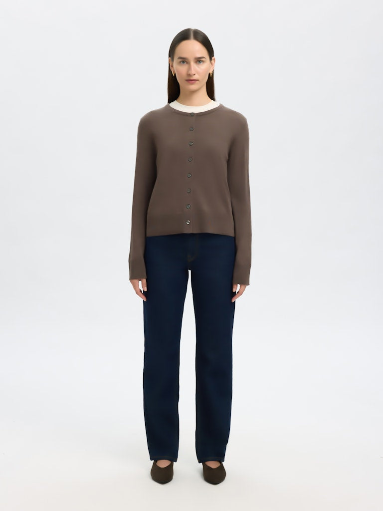Selected naisten neuletakki, SLFTHEA LS KNIT MERINO CARDIGAN NOOS Delicioso