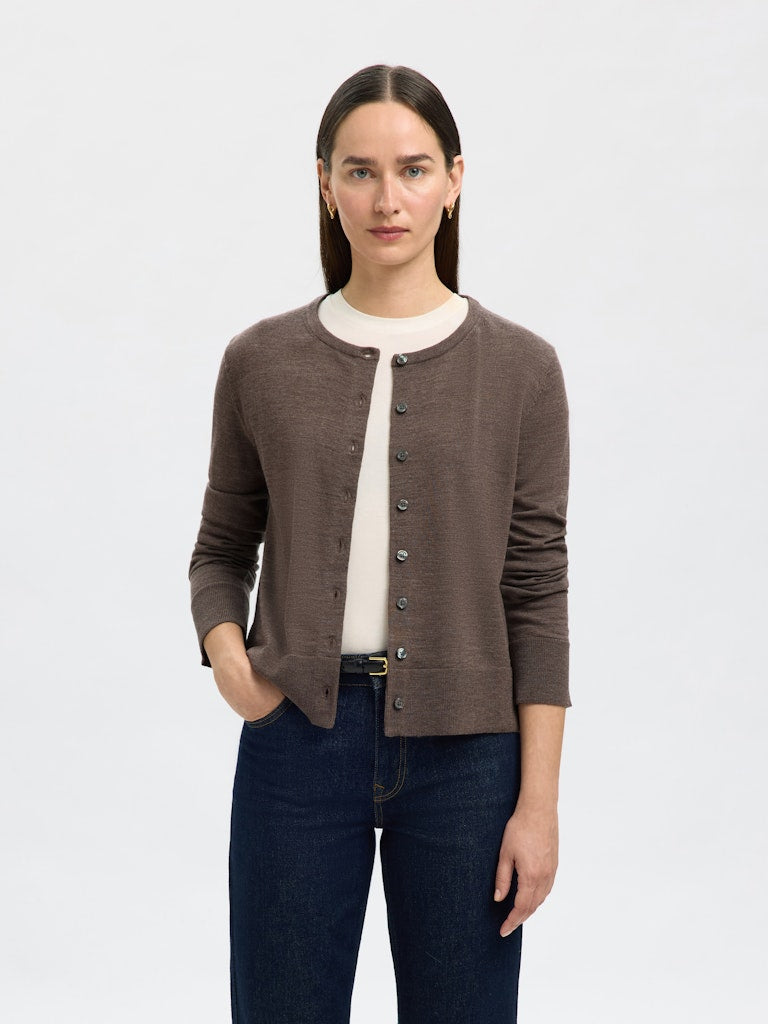 Selected naisten neuletakki, SLFTHEA LS KNIT MERINO CARDIGAN NOOS Delicioso