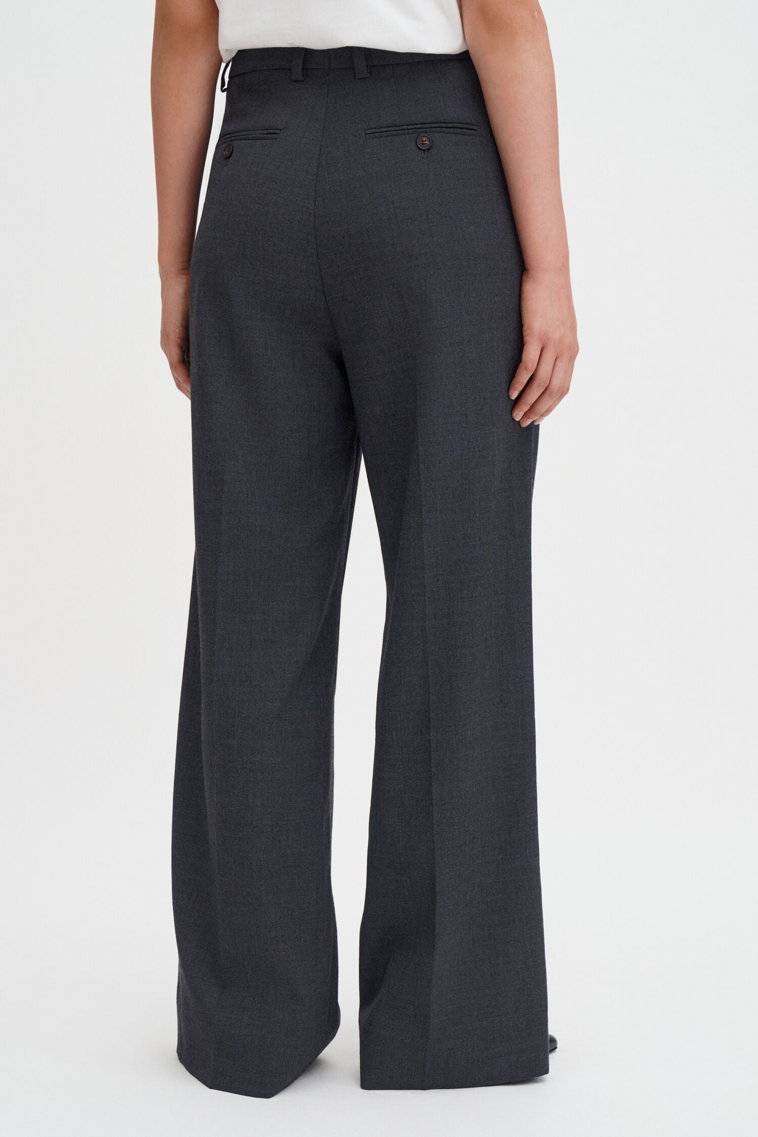 Filippa K naisten housut Darcey Wool Trousers, meleerattu grafiitti