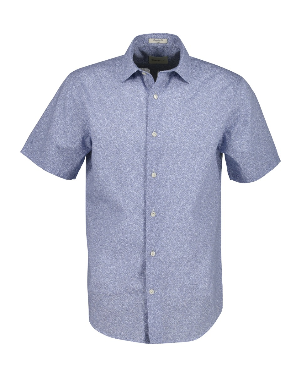 Gant lyhythihainen kauluspaita Reg Poplin SS AOP Shirt, sininen kuosi