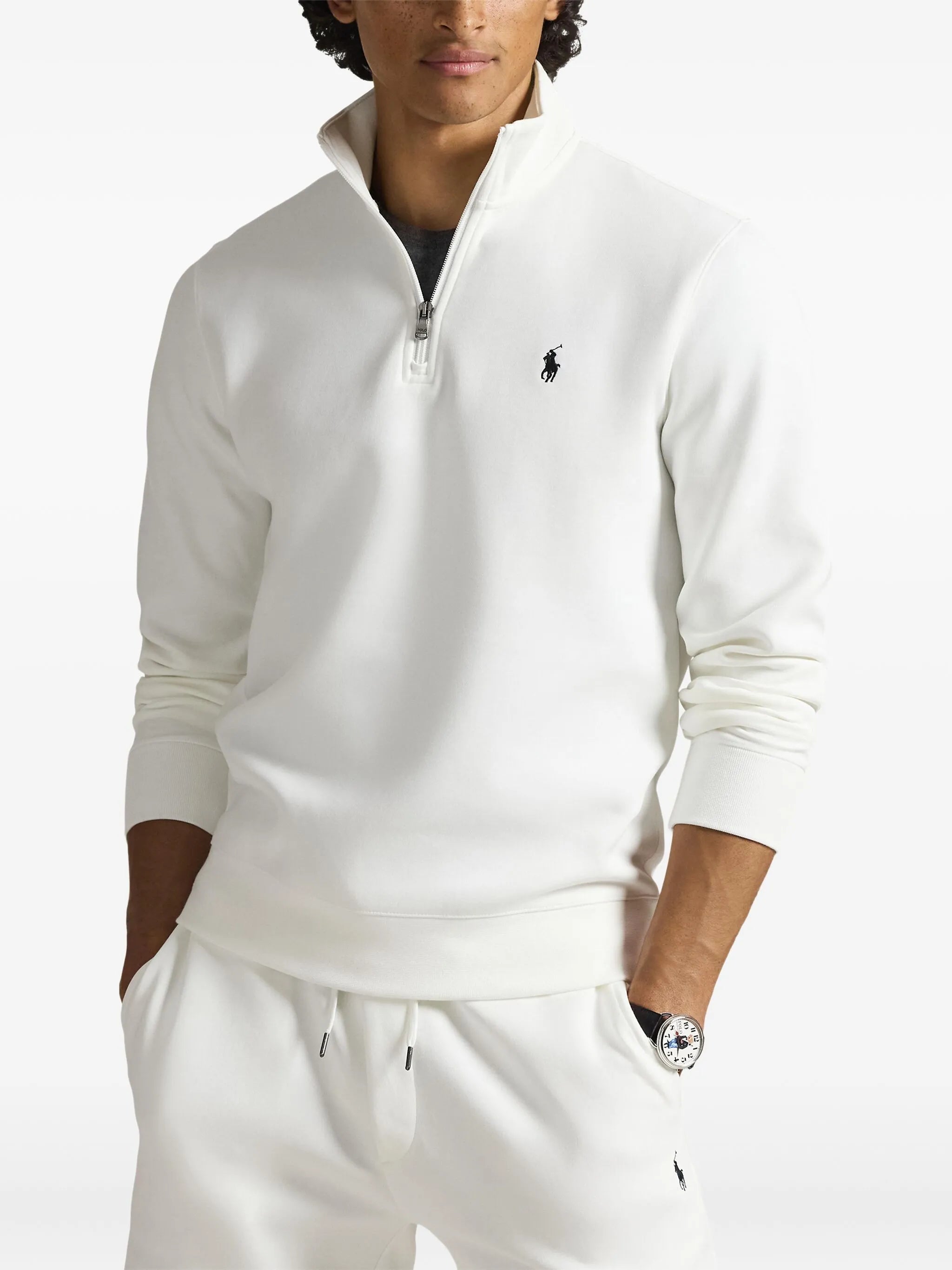 Polo Ralph Lauren miesten collegepaita Double Knit Half Zip Athletic, valkoinen