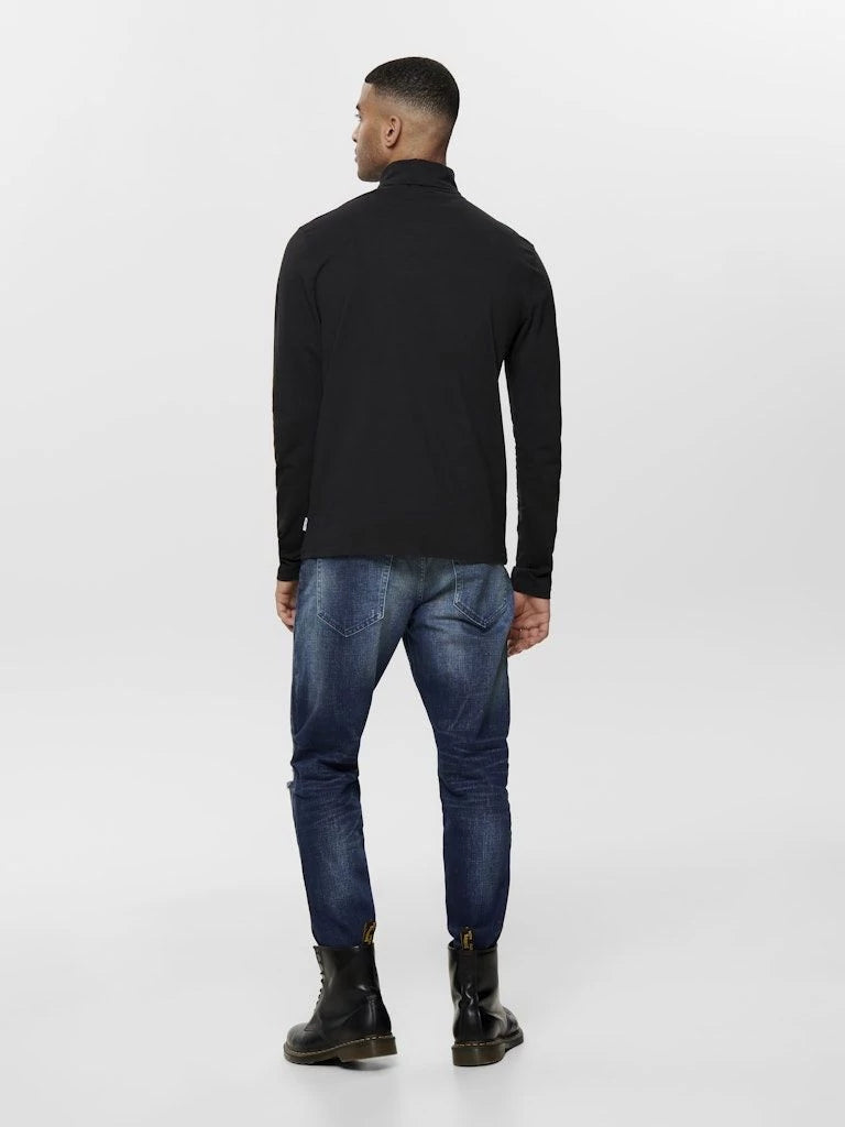ONSMICHAN SLIM LS ROLLNECK Black