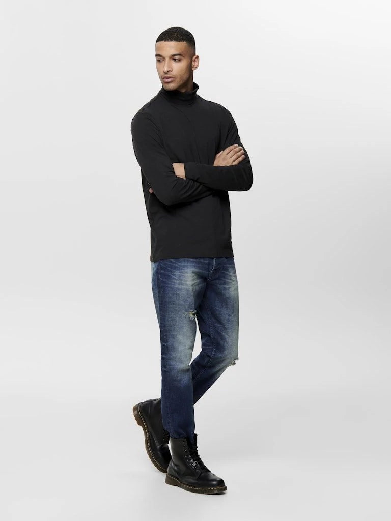 ONSMICHAN SLIM LS ROLLNECK Black