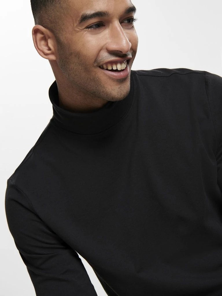 ONSMICHAN SLIM LS ROLLNECK Black