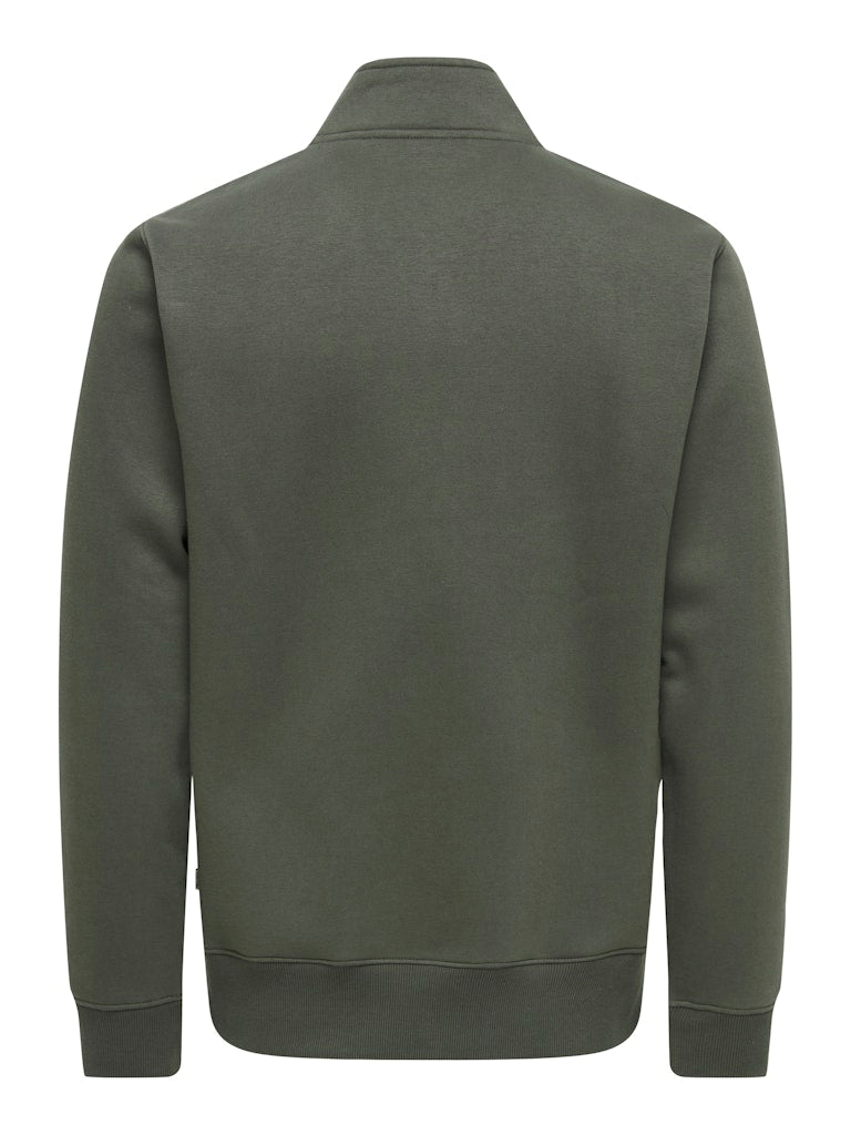 Only and Sons miesten collegepaita Ceres Half Zip, Beluga