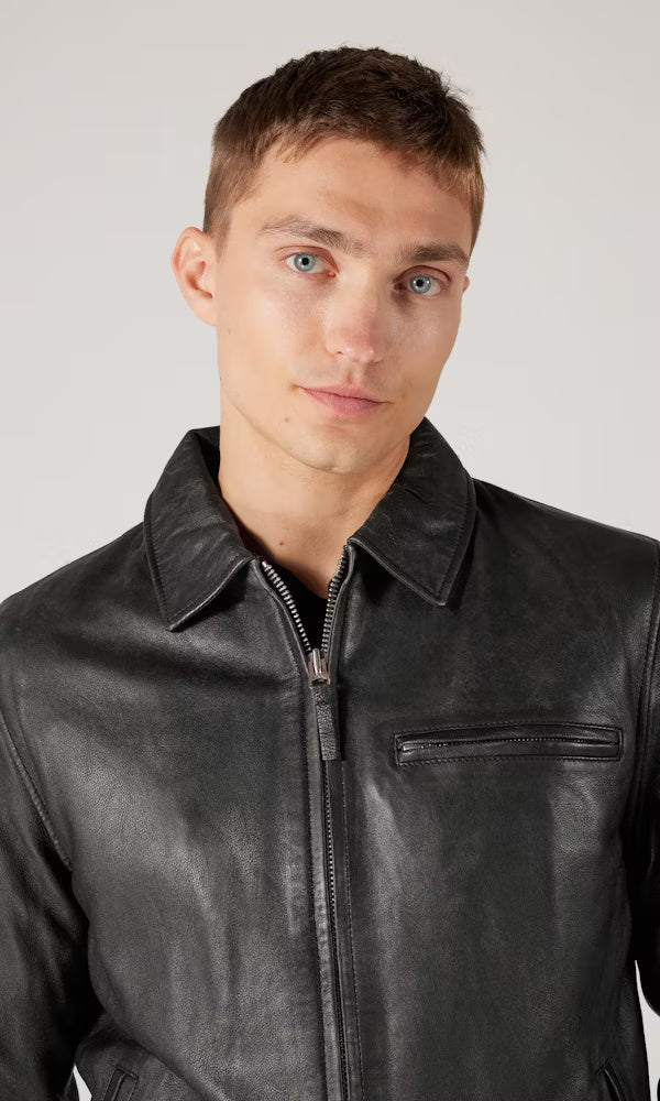 Human Scales miesten nahkatakki Mason Leather Jacket NOS, musta