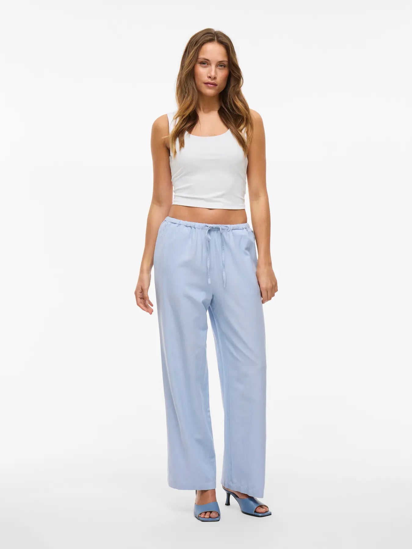 Vila naisten toppi VIKenza U-Neck S/L Crop Tank Top, Optical Snow