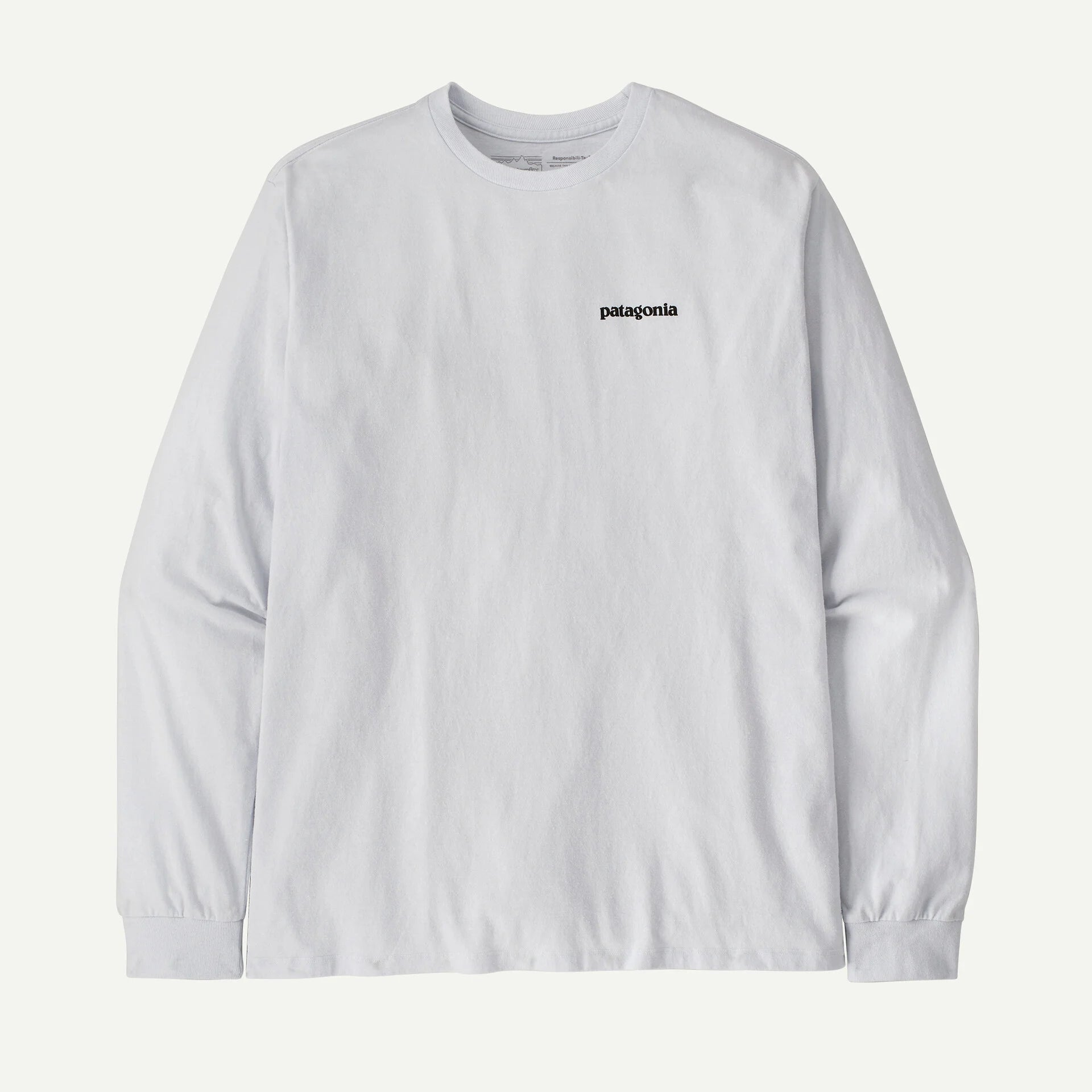 Patagonia miesten pitkähihainen paita M's L/S P-6 Logo Responsibili-Tee, valkoinen
