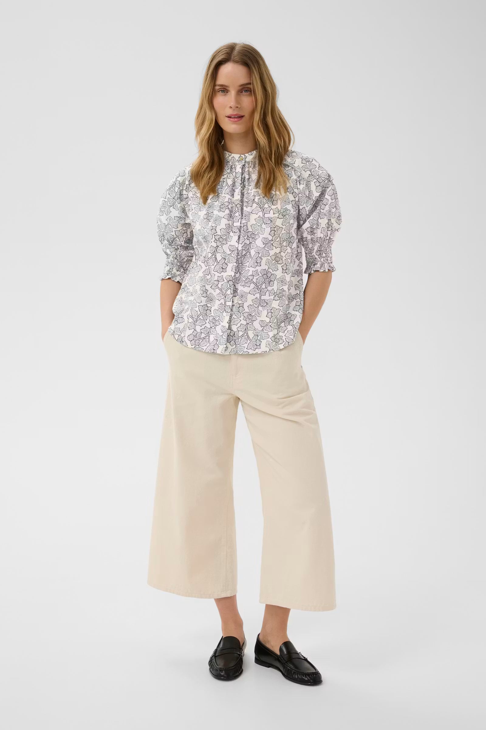 Part Two naisten pusero AlmerasPW Shirt, Dark Navy Leaf Print