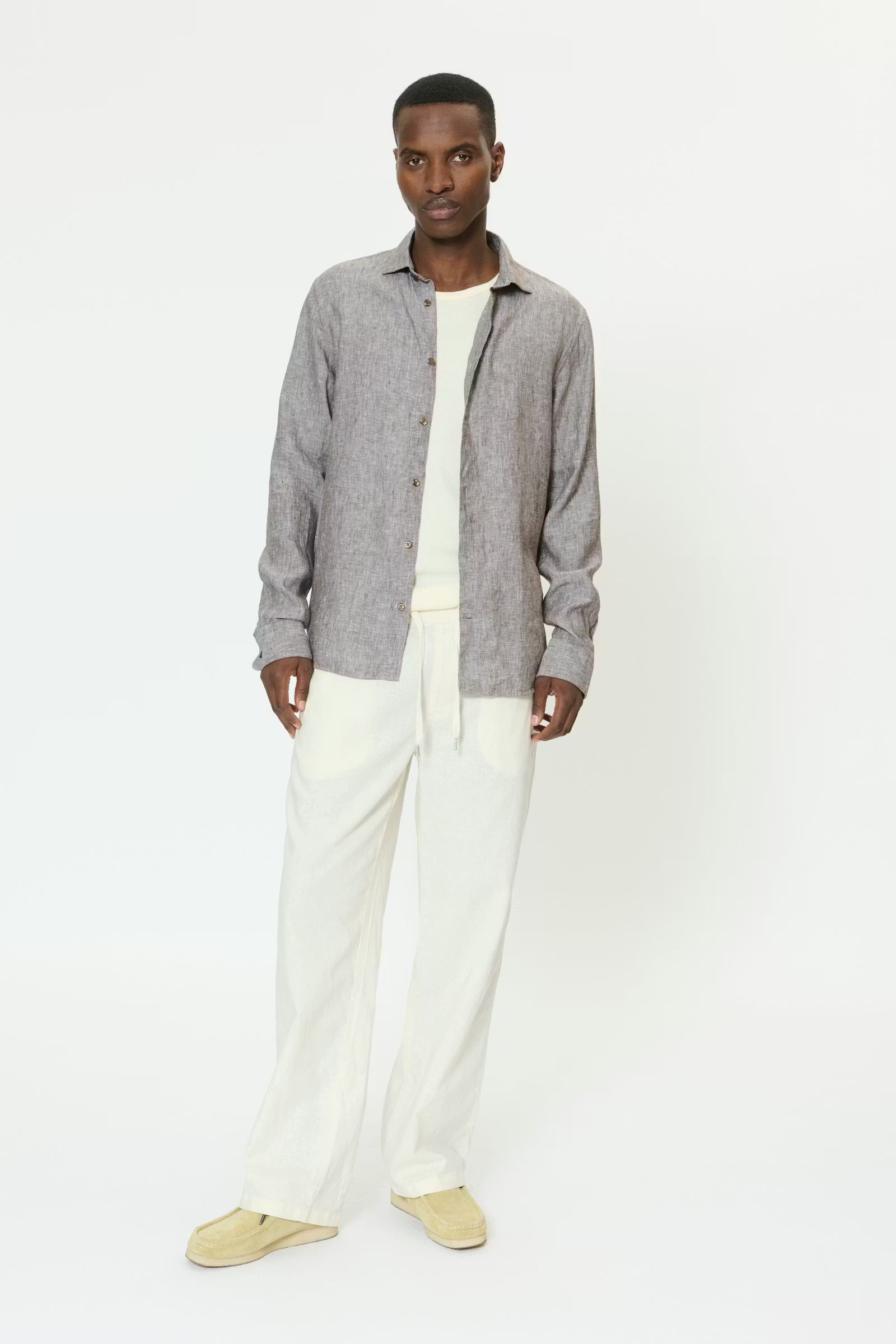 Matinique miesten kauluspaita MAmarc Linen Shirt, ruskea