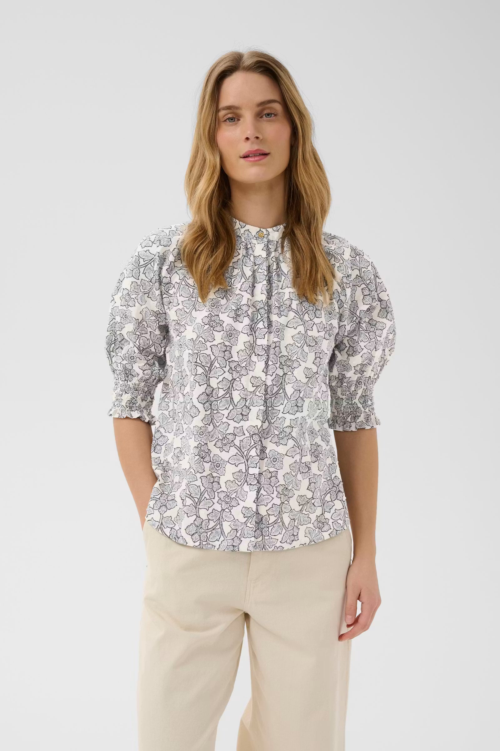 Part Two naisten pusero AlmerasPW Shirt, Dark Navy Leaf Print
