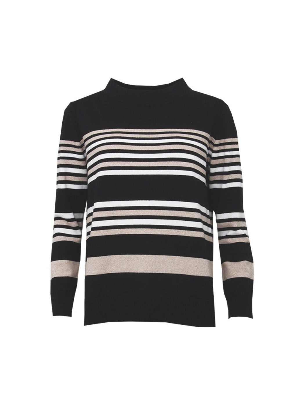 S.T.I naisten neulepusero MIRVA KNIT 64CM, raidallinen musta