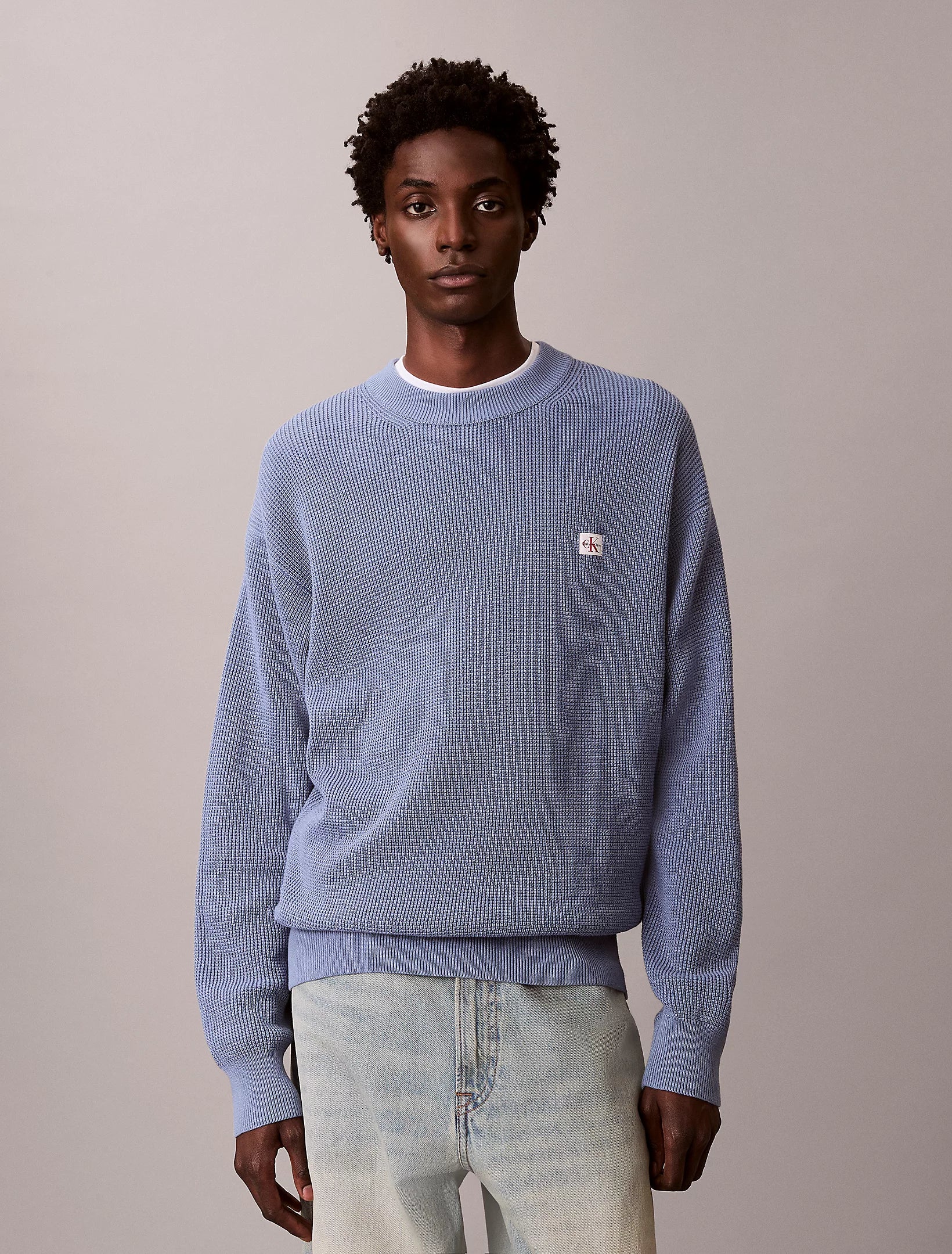 Calvin Klein Jeans miesten neulepusero LS EZ Cotton Waffle Crwnk Swtr 9, sininen