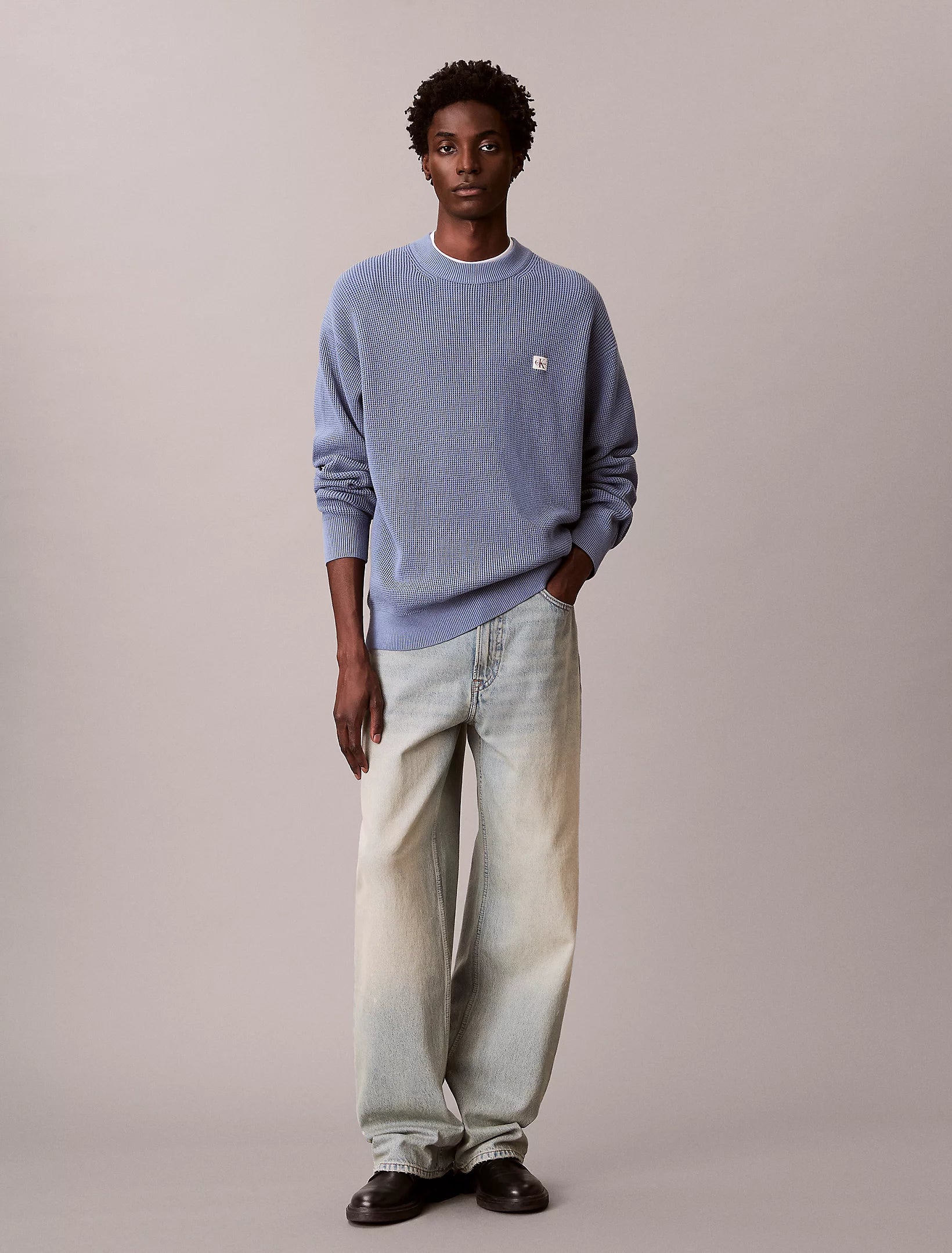 Calvin Klein Jeans miesten neulepusero LS EZ Cotton Waffle Crwnk Swtr 9, sininen