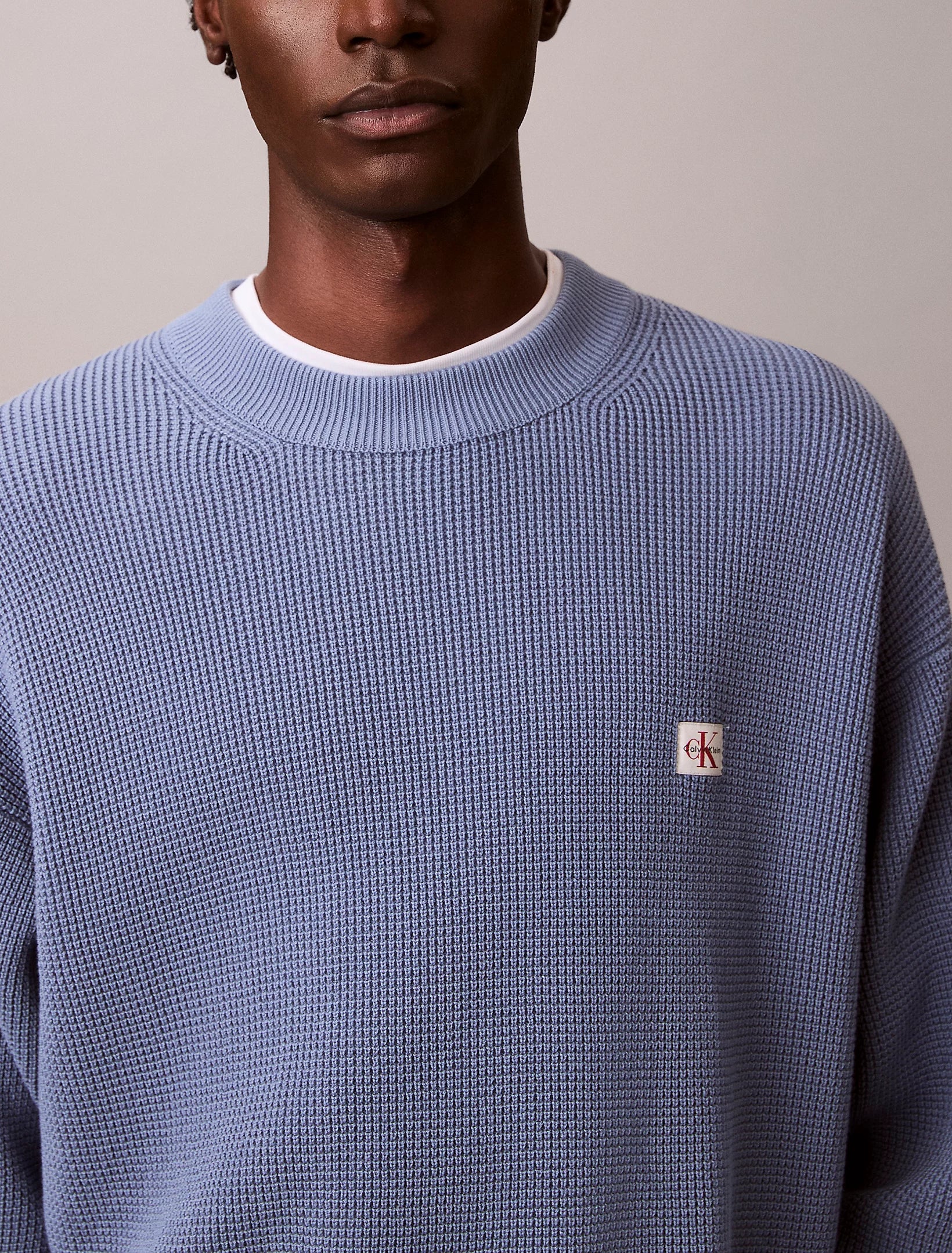 Calvin Klein Jeans miesten neulepusero LS EZ Cotton Waffle Crwnk Swtr 9, sininen
