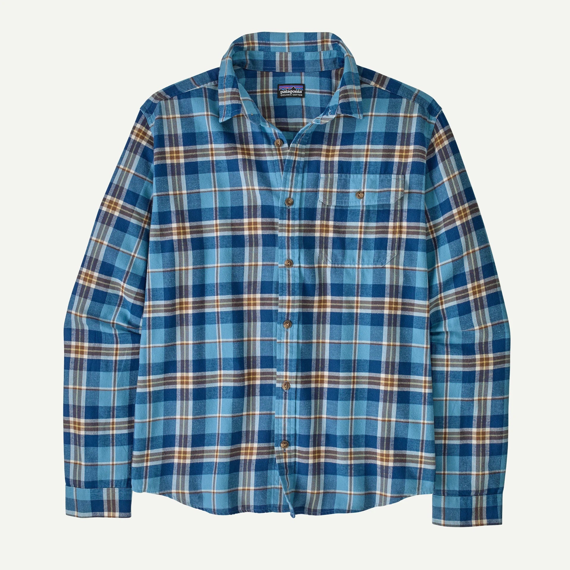 Patagonia miesten kauluspaita Long-Sleeved Lightweight Fjord Flannel Shirt, sininen ruutu