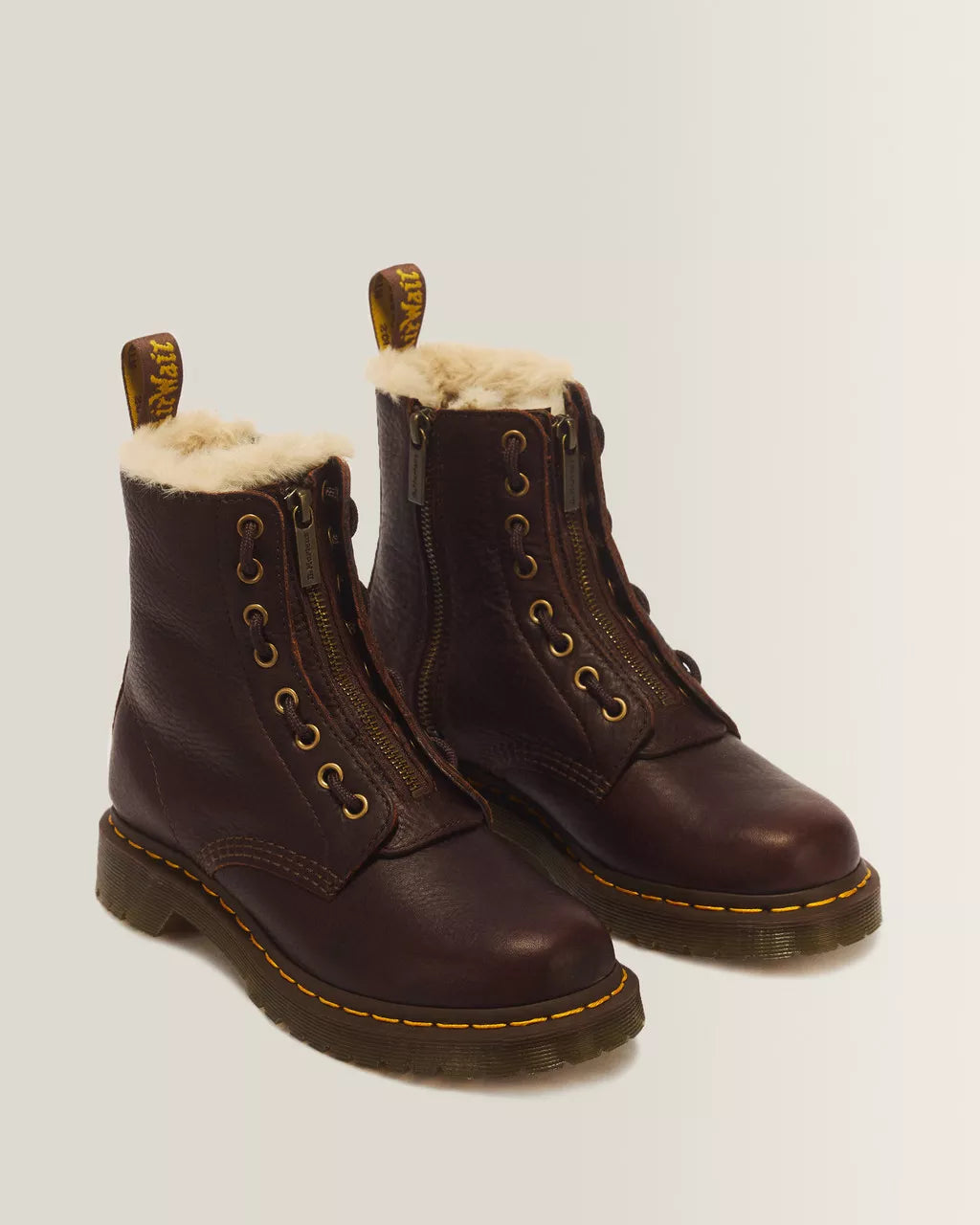 Dr. Martens naisten maiharit 1460 Faux Fur Lined Leather Lace Up, ruskea