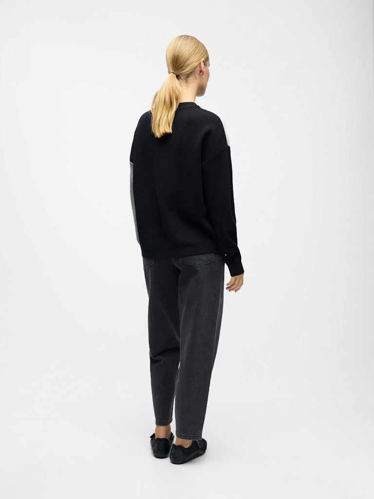 OBJRAY LO L/S KNIT PULLOVER AOP NOOS Black