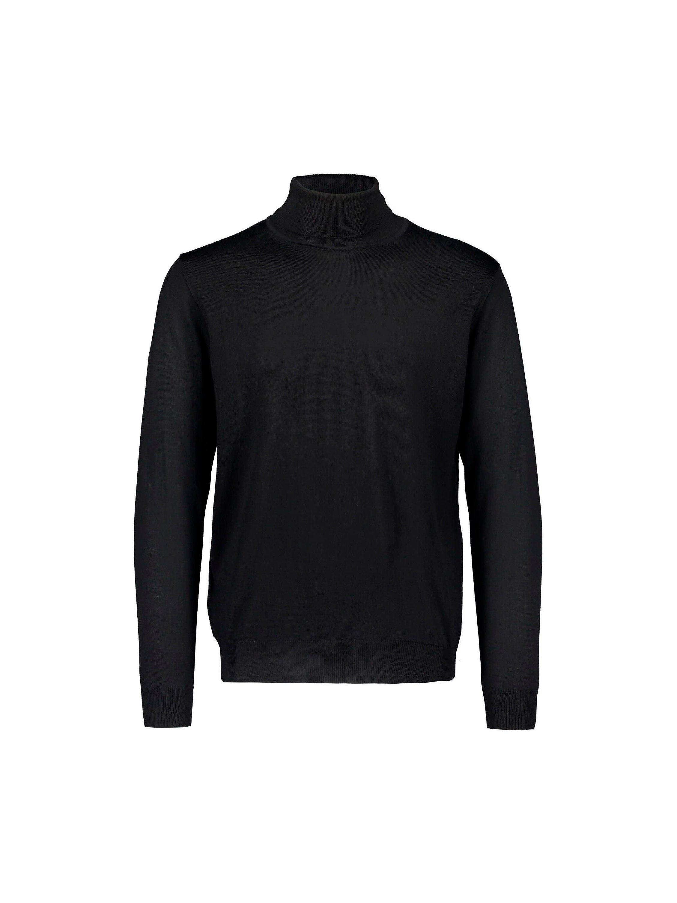 Sinnuu miesten pooloneule Rollneck Merino Wool Made in Italy, musta