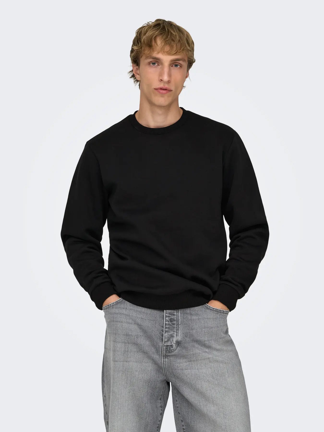 Only and Sons miesten collegepaita ONSCERES Crew Neck, musta